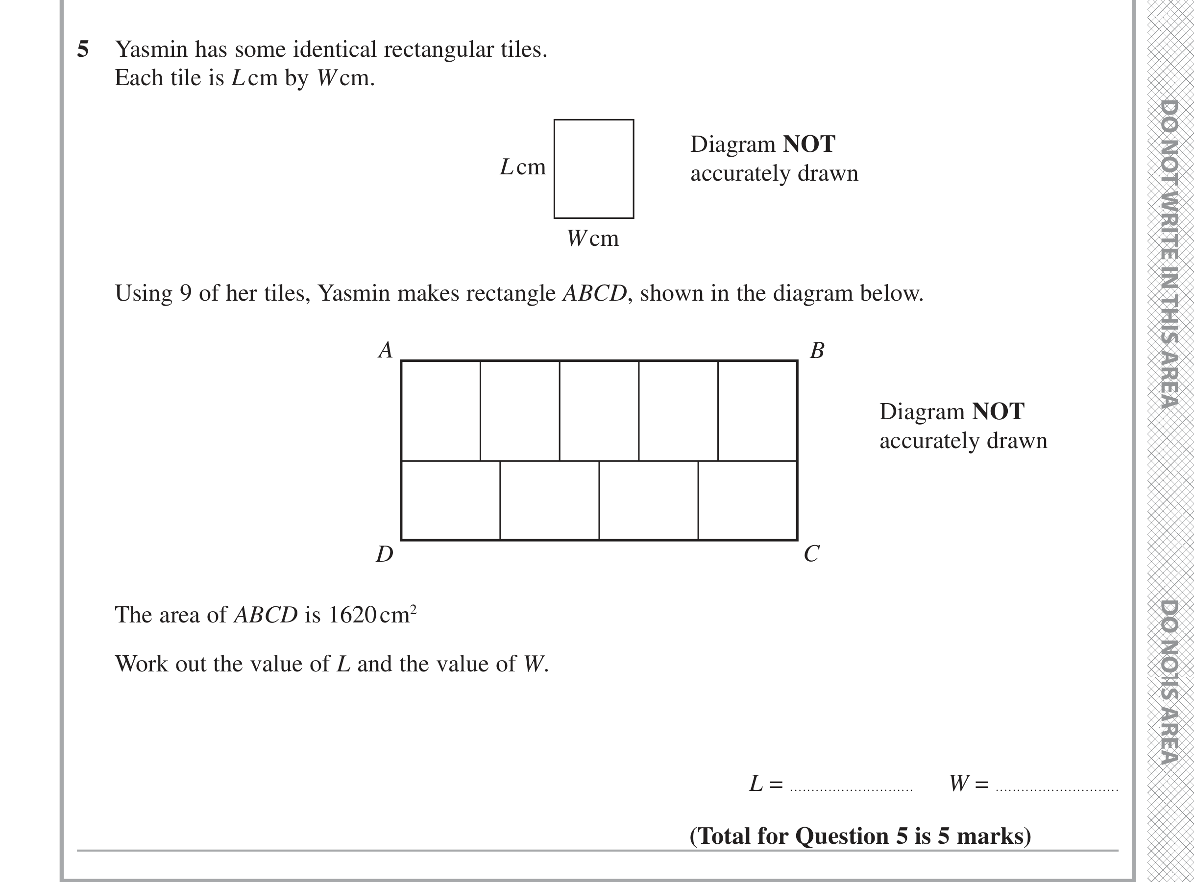 Question 5 — Perimeter and Area — Edexcel iGCSE November 2021