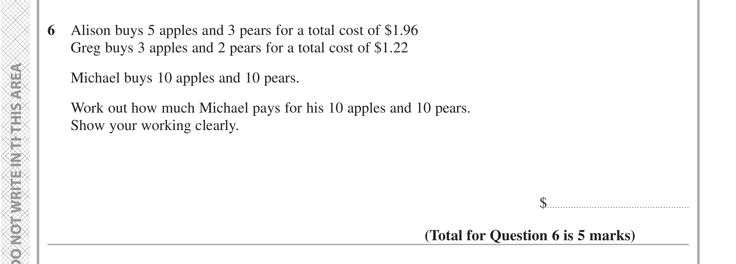 Question 6 — Money Problems — Edexcel iGCSE November 2021