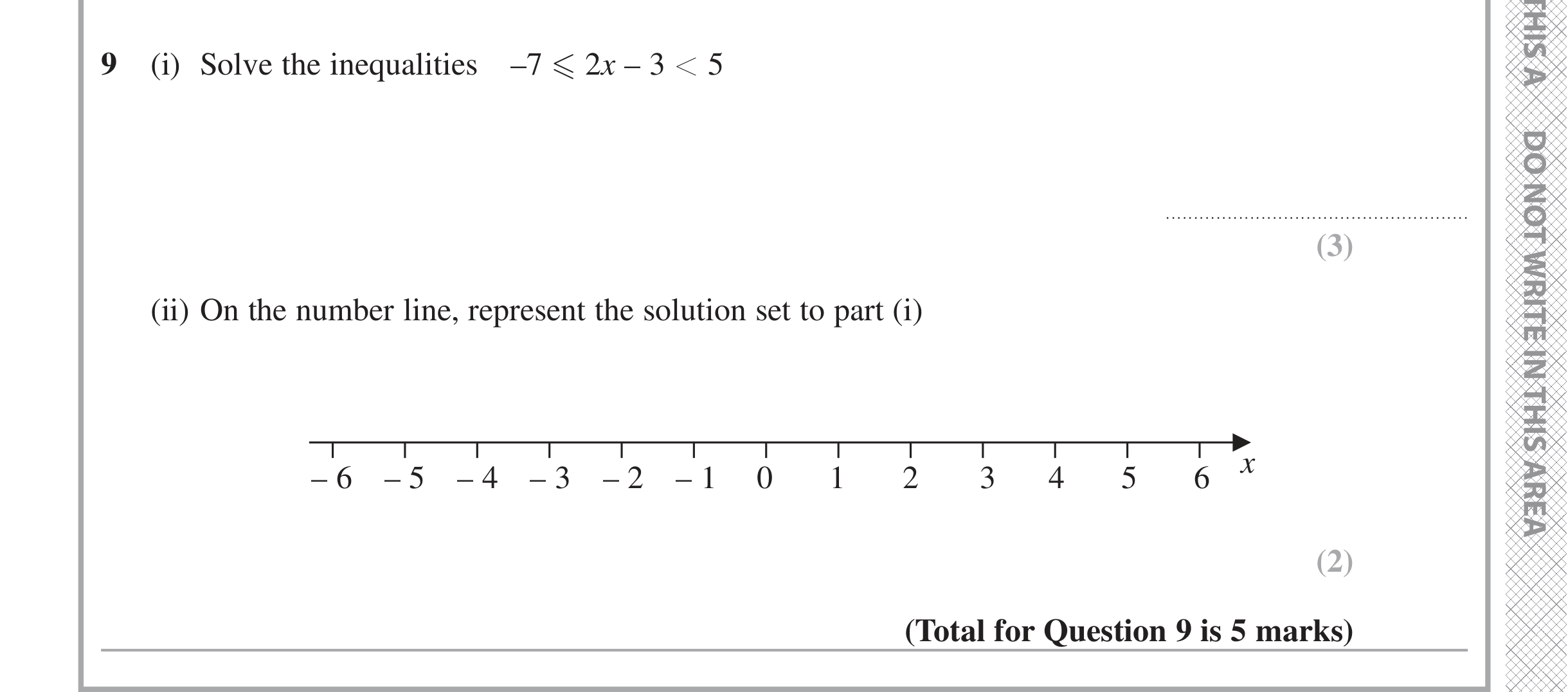 Question 9 — Inequalities — Edexcel iGCSE November 2021
