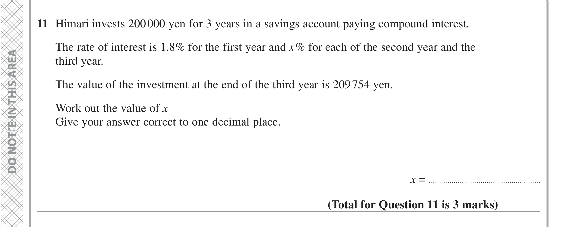 Question 11 — Compound Interest — Edexcel iGCSE Jan 2022
