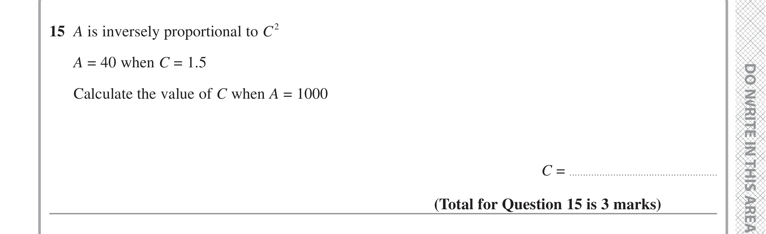 Question 15 — Proportion — Edexcel iGCSE Jan 2022
