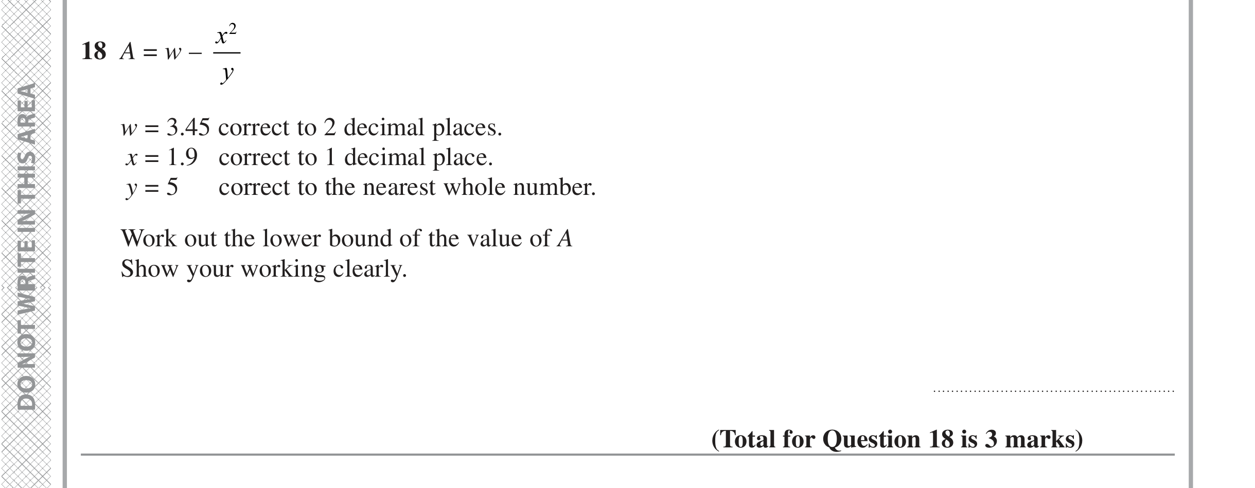 Question 18 — Upper/Lower Bounds — Edexcel iGCSE Jan 2022