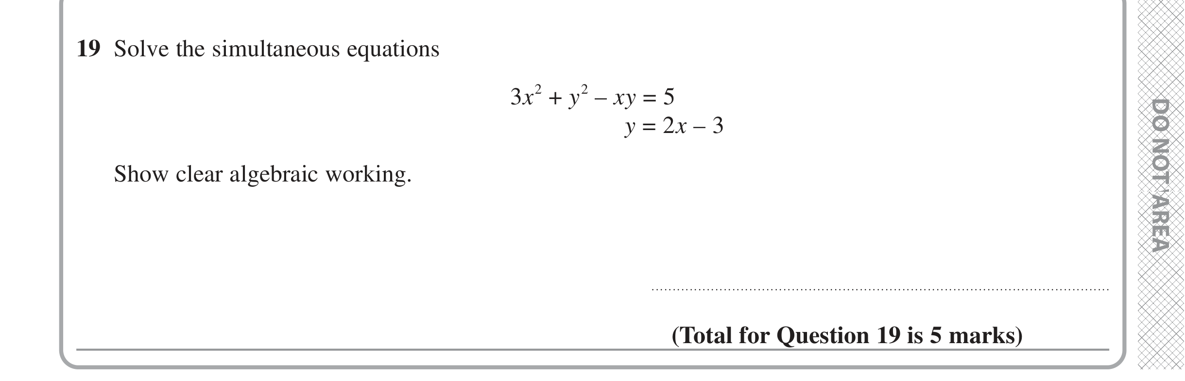 Question 19 — Simultaneous Equations — Edexcel iGCSE Jan 2022