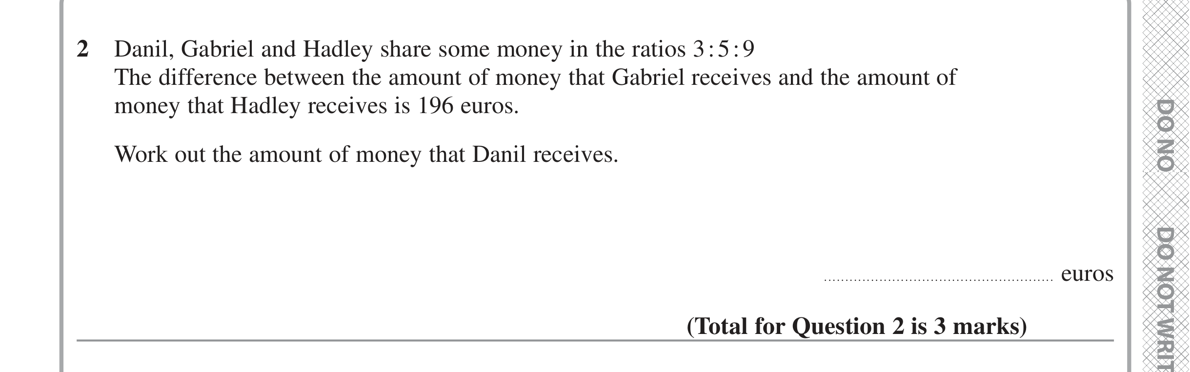 Question 2 — Ratios — Edexcel iGCSE Jan 2022