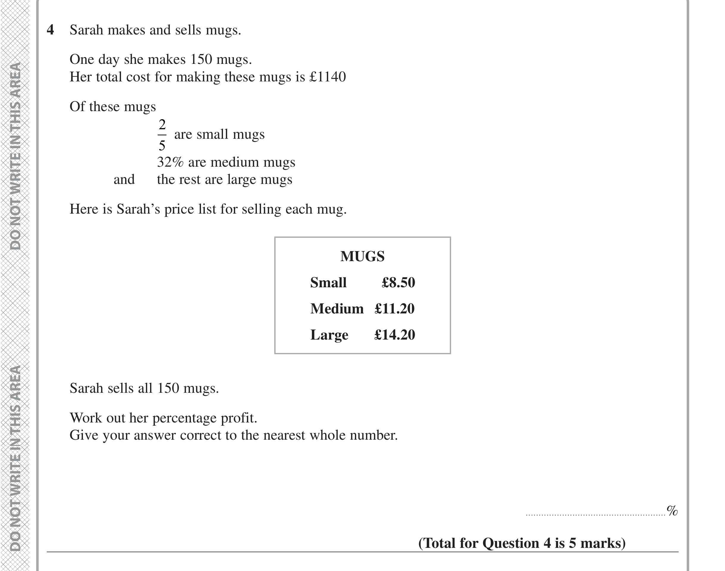 Question 4 — Fractions, Percentages, Money Problems — Edexcel iGCSE Jan 2022