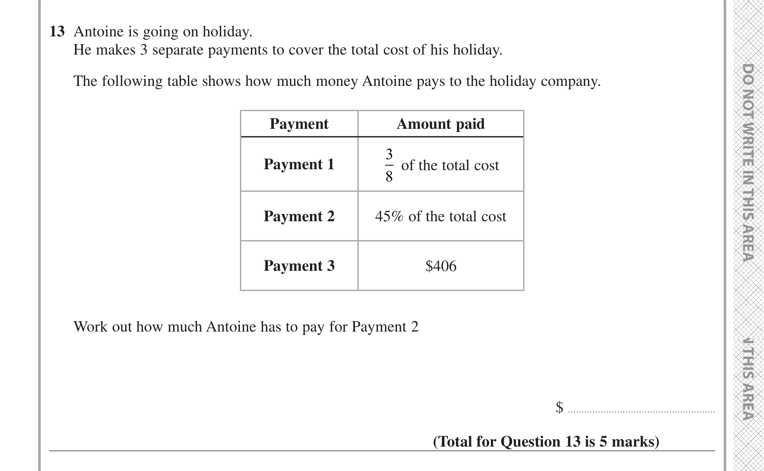 Question 13 — Fractions, Percentages — Edexcel iGCSE June 2022