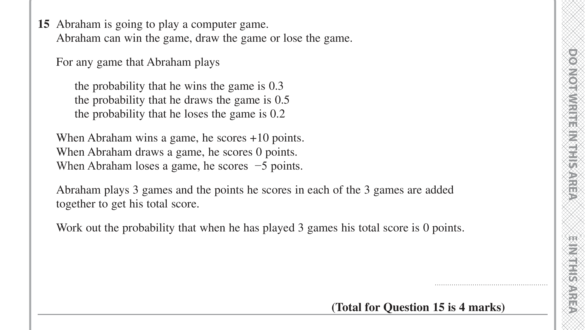 Question 15 — Probability — Edexcel iGCSE June 2022