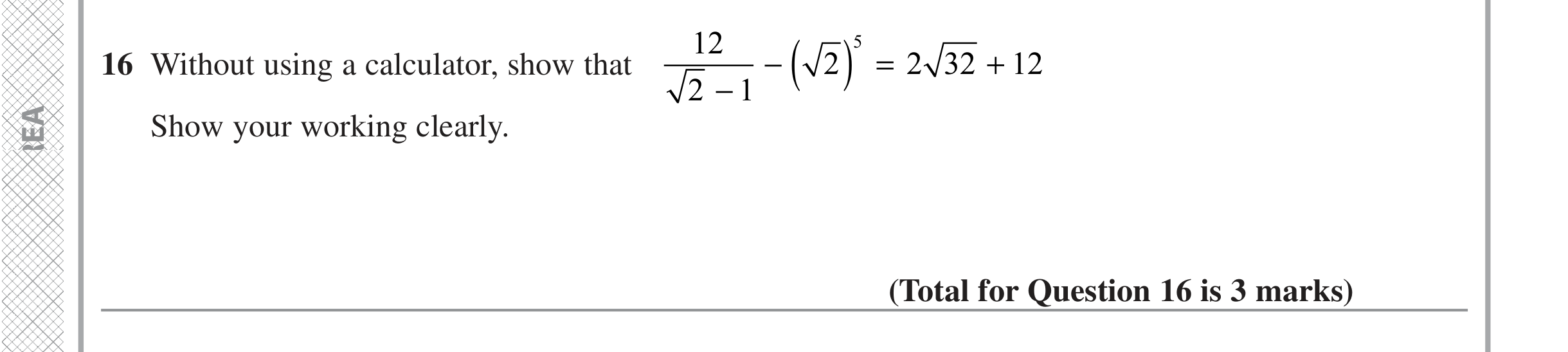Question 16 — Surds — Edexcel iGCSE June 2022