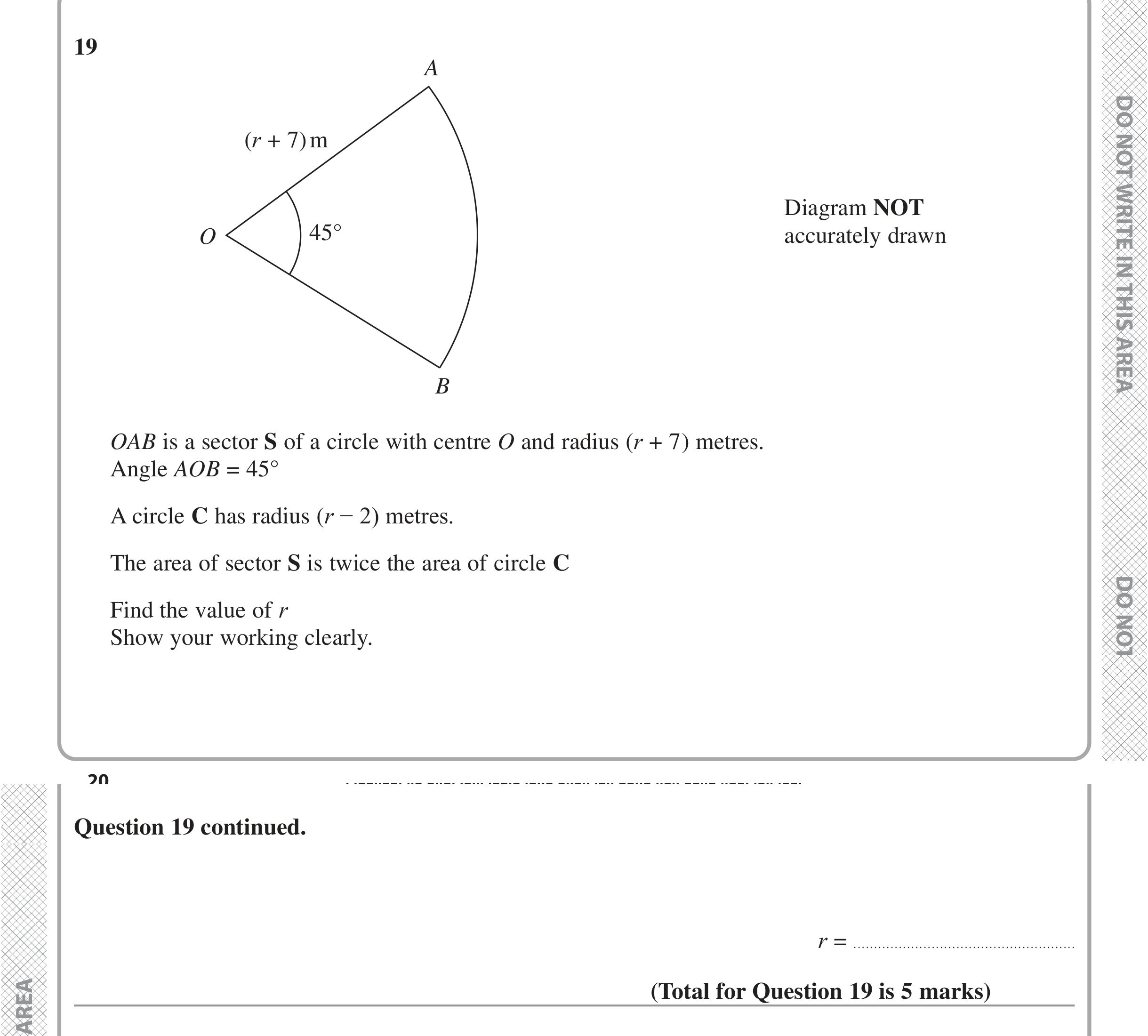 Question 19 — Sectors — Edexcel iGCSE June 2022