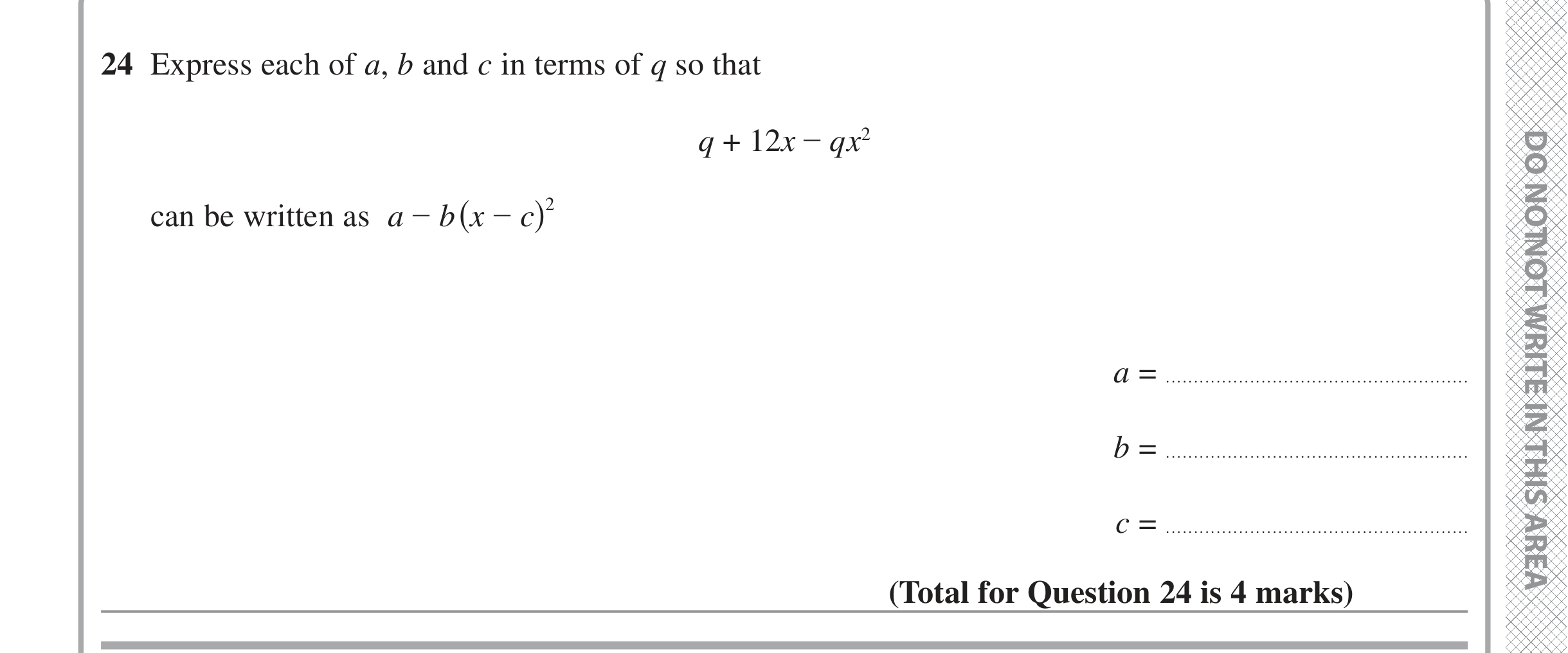 Question 24 — Quadratic Equations — Edexcel iGCSE June 2022
