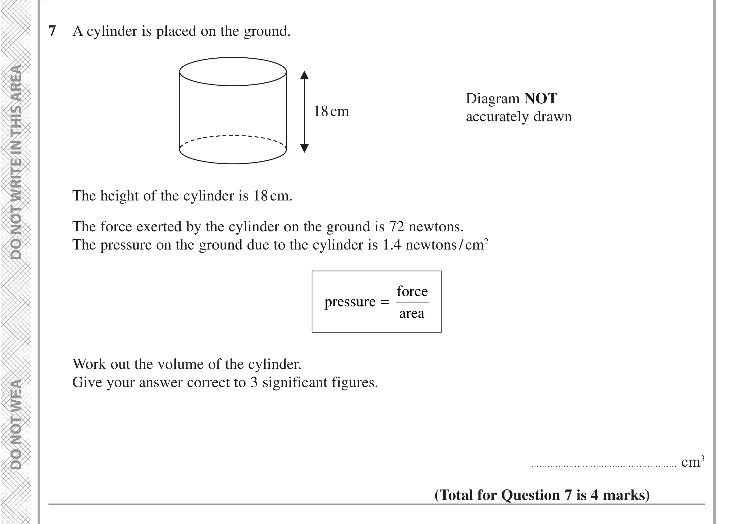 Question 7 — 3D Shapes and Volume, Speed/Distance/Time/Density/Pressure — Edexcel iGCSE June 2022