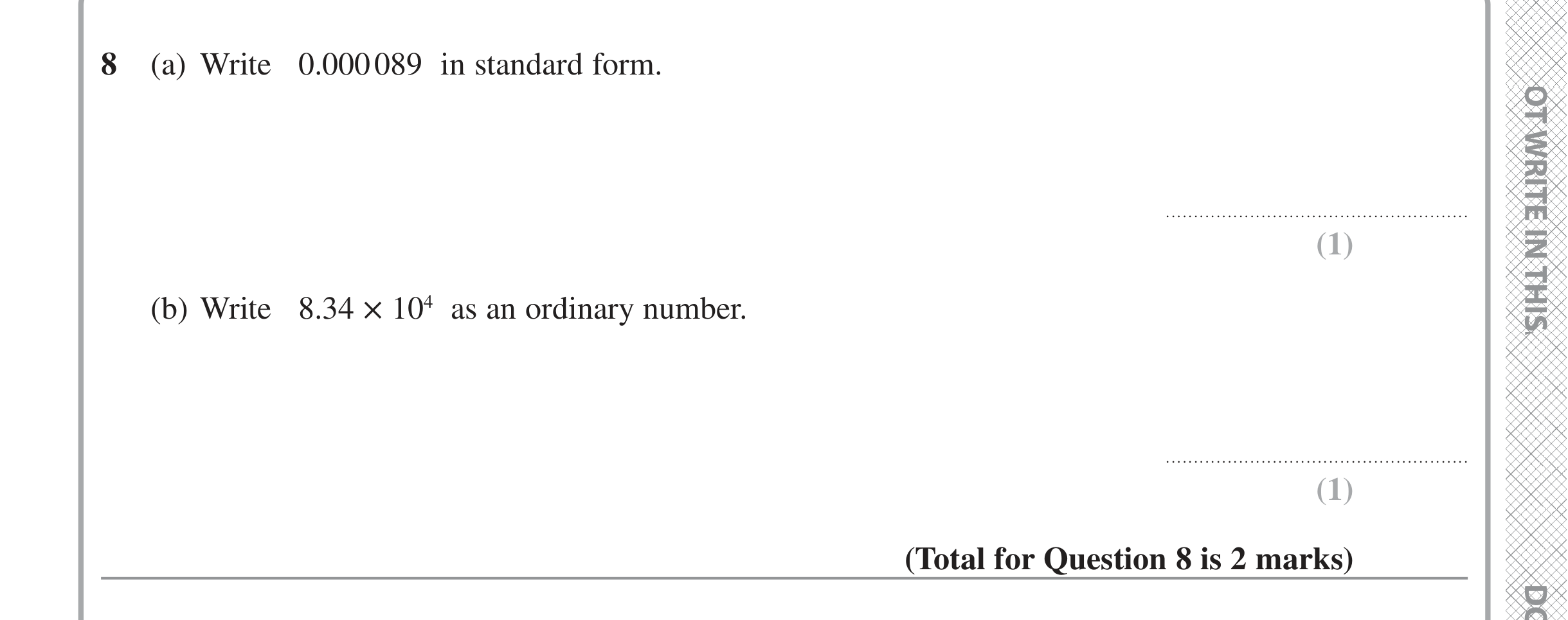 Question 8 — Standard Form — Edexcel iGCSE June 2022