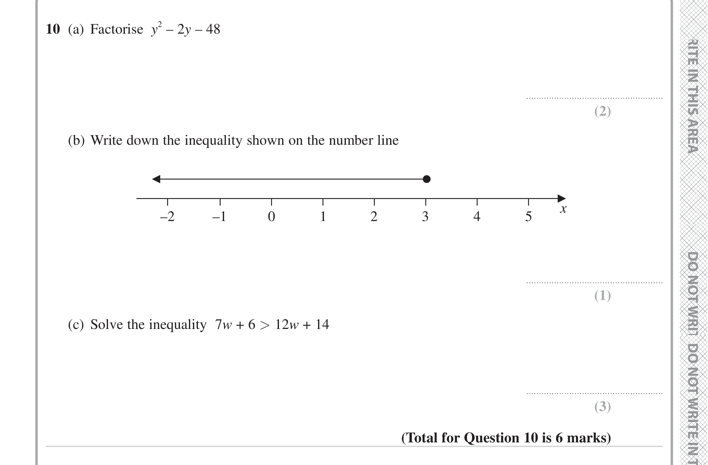 Question 10 — Algebra (Expand/Simplify/Factorise), Inequalities — Edexcel iGCSE Jan 2023