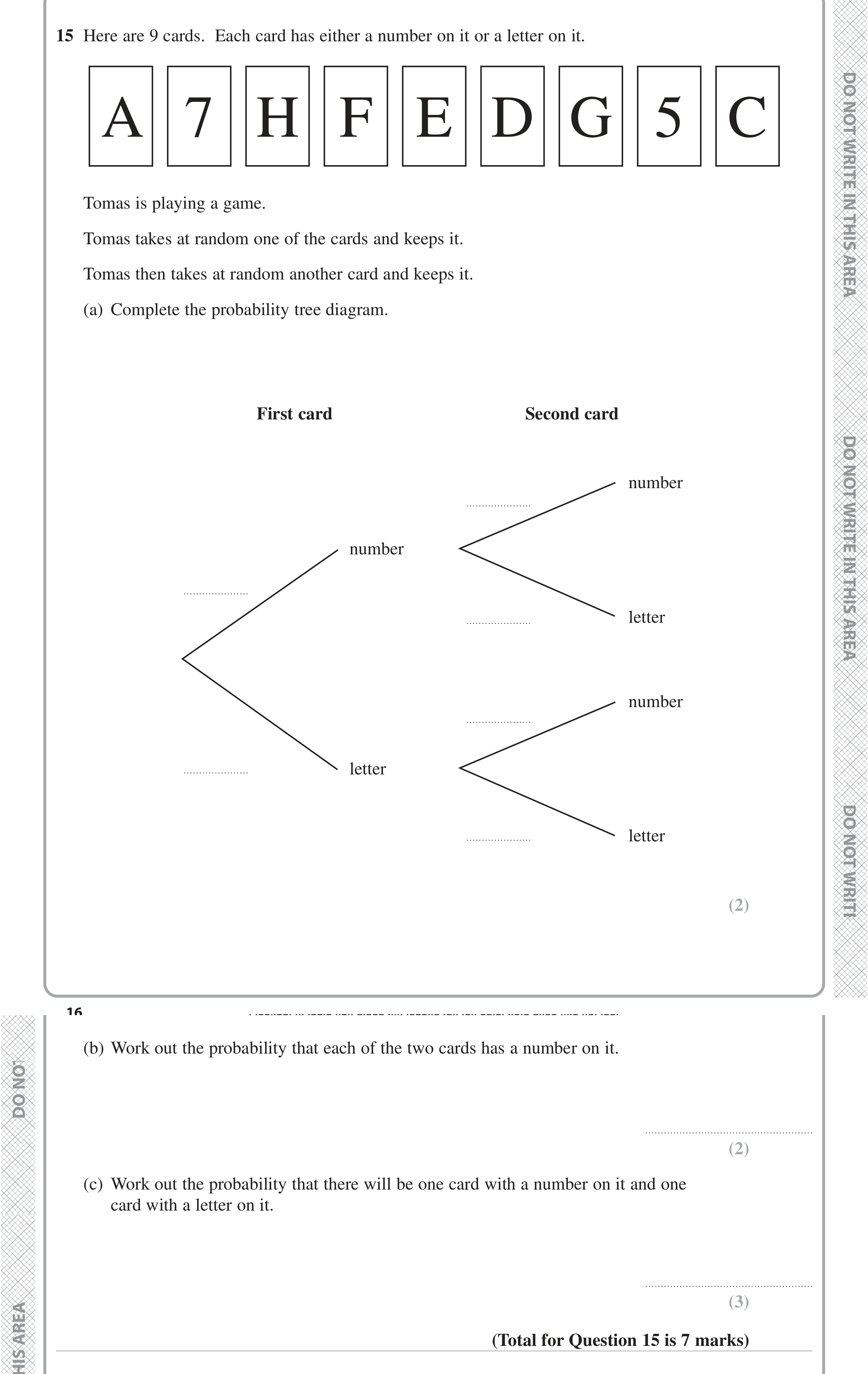 Question 15 — Probability — Edexcel iGCSE Jan 2023