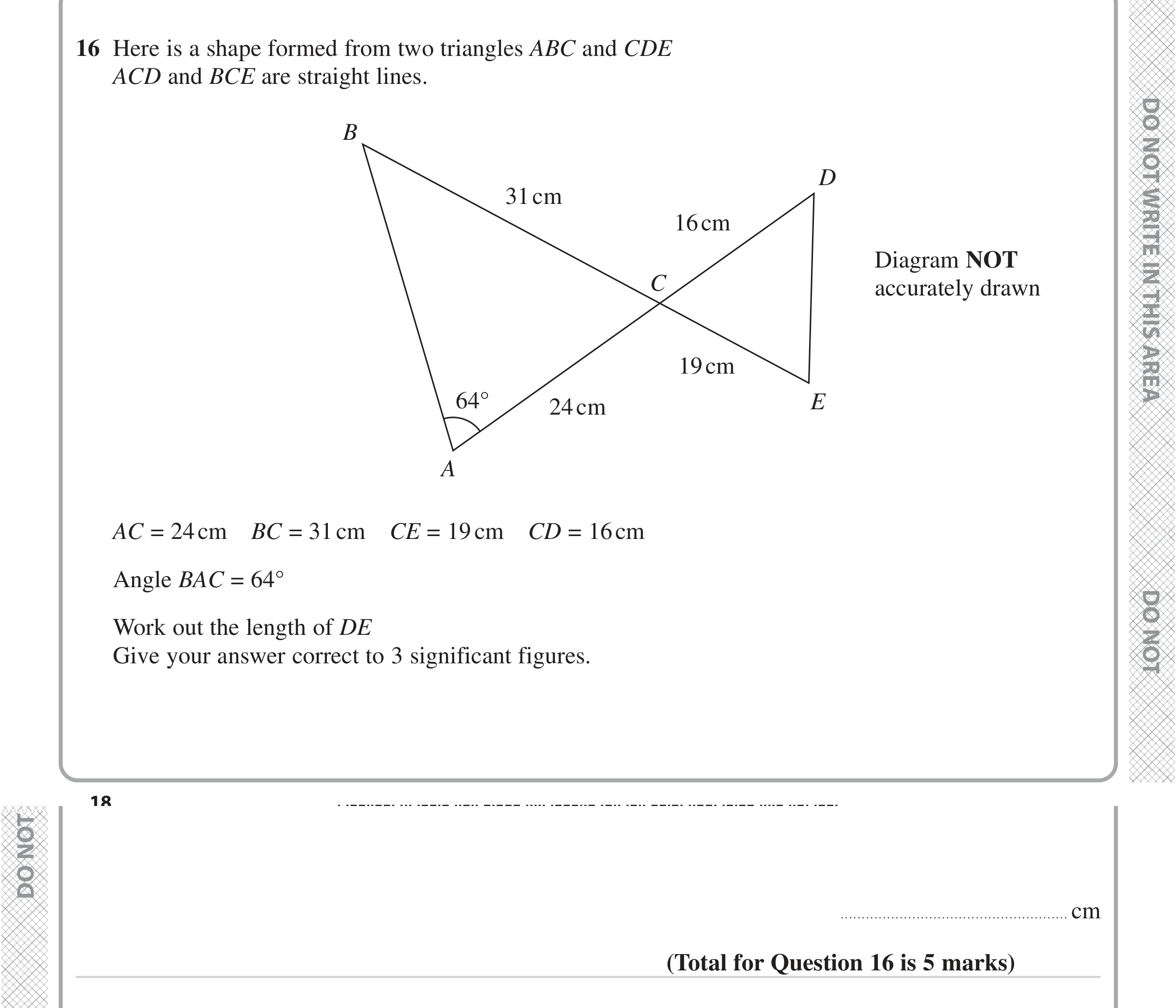 Question 16 — Congruence and Similarity — Edexcel iGCSE Jan 2023