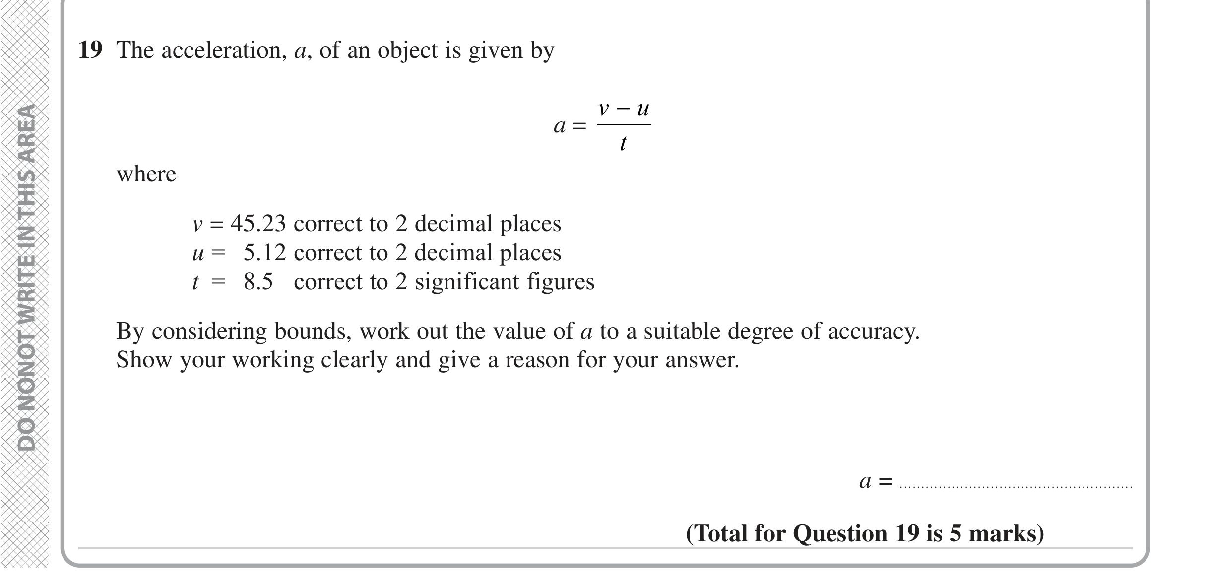 Question 19 — Upper/Lower Bounds — Edexcel iGCSE Jan 2023