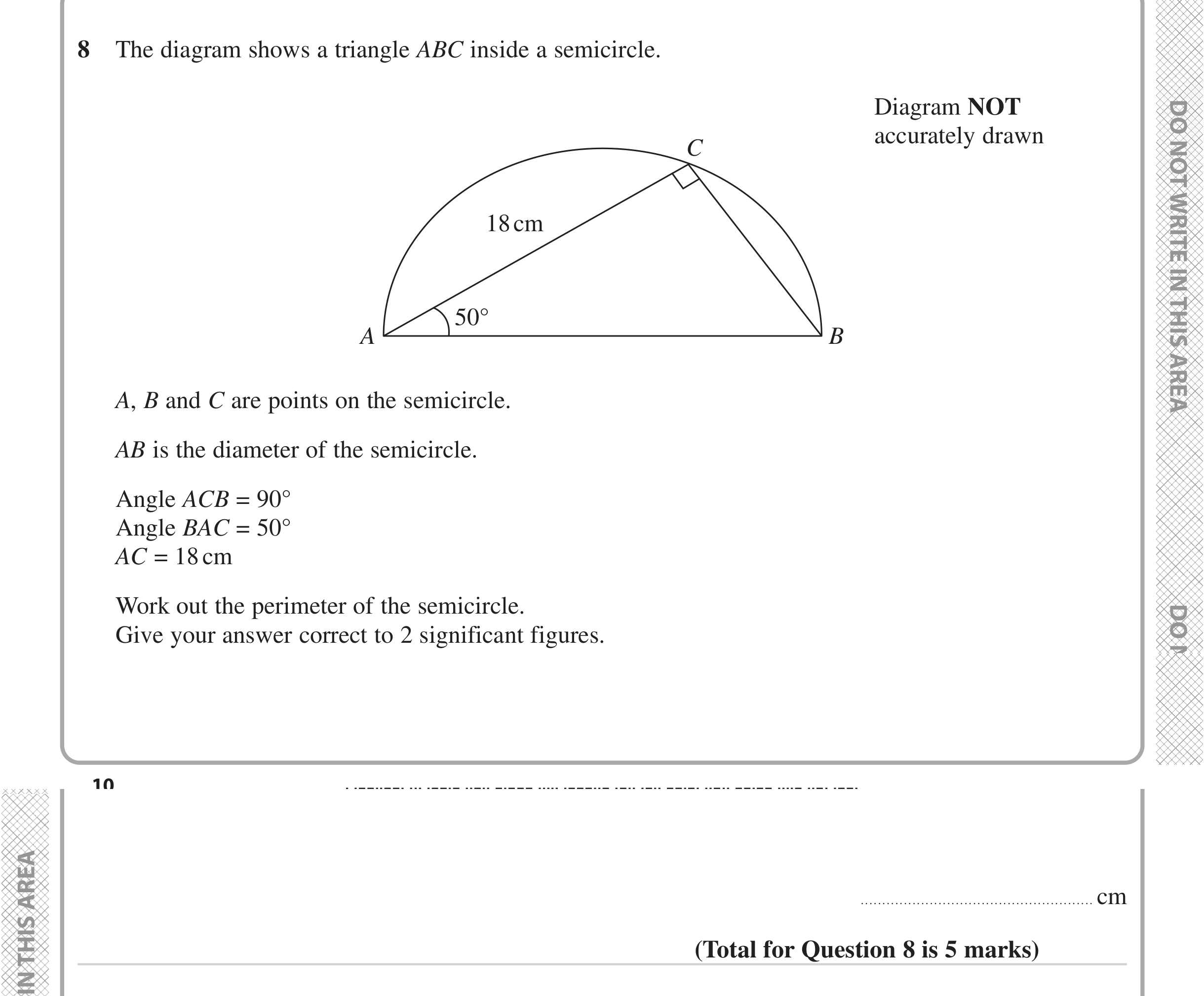 Question 8 — Soh Cah Toa, Circles, Perimeter and Area — Edexcel iGCSE Jan 2023