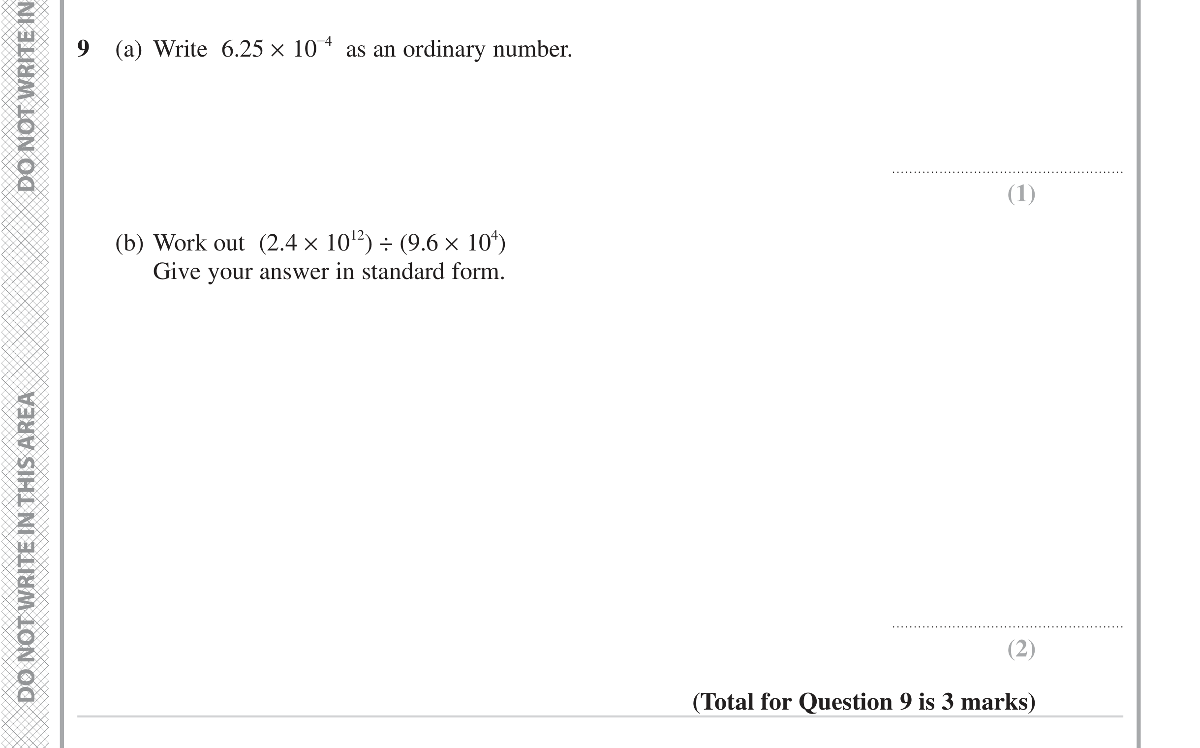 Question 9 — Standard Form — Edexcel iGCSE Jan 2023