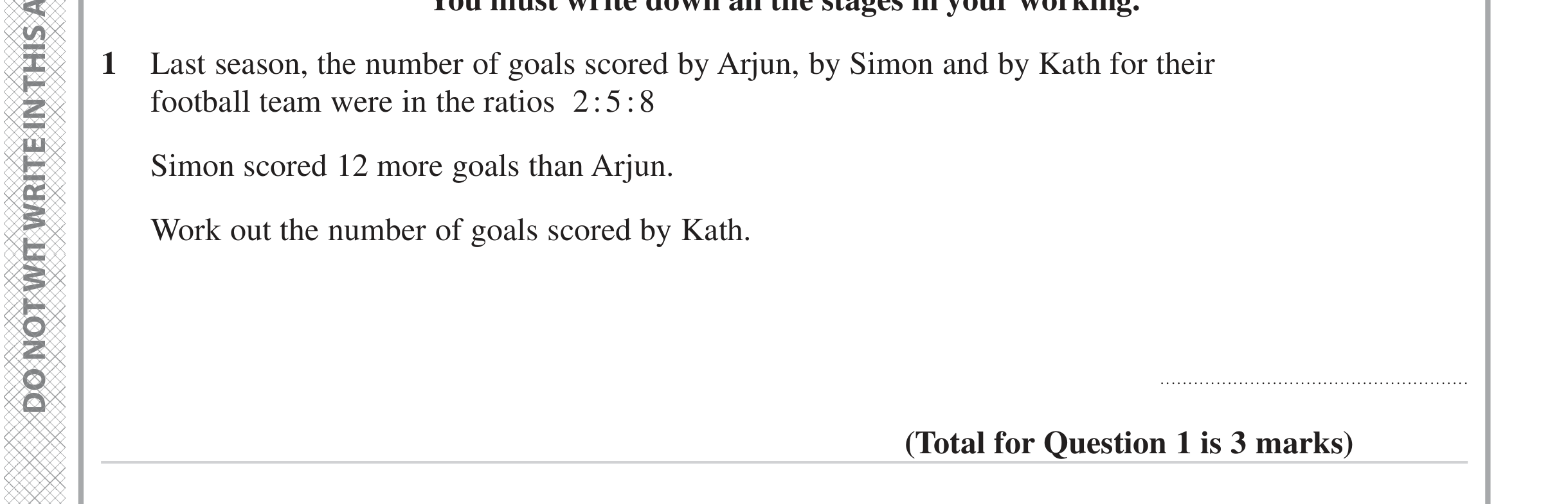 Question 1 — Ratios — Edexcel iGCSE June 2023