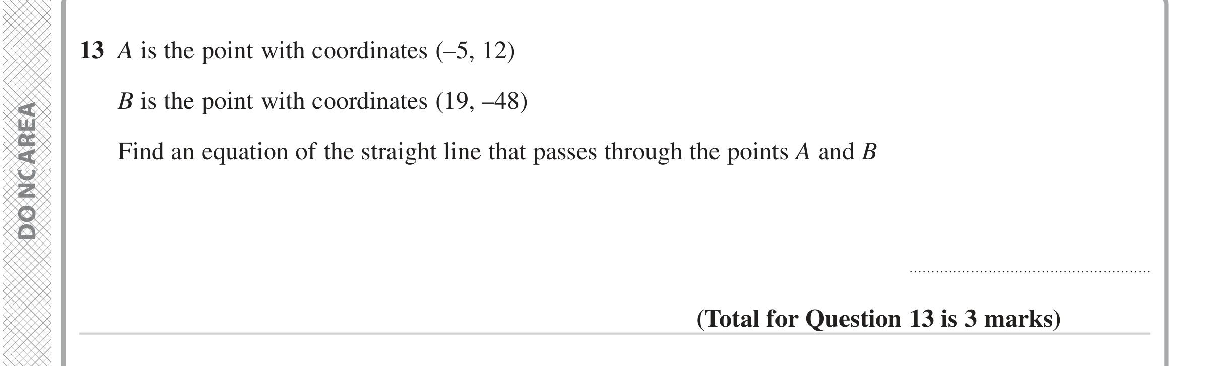 Question 13 — Straight Line Graphs — Edexcel iGCSE June 2023