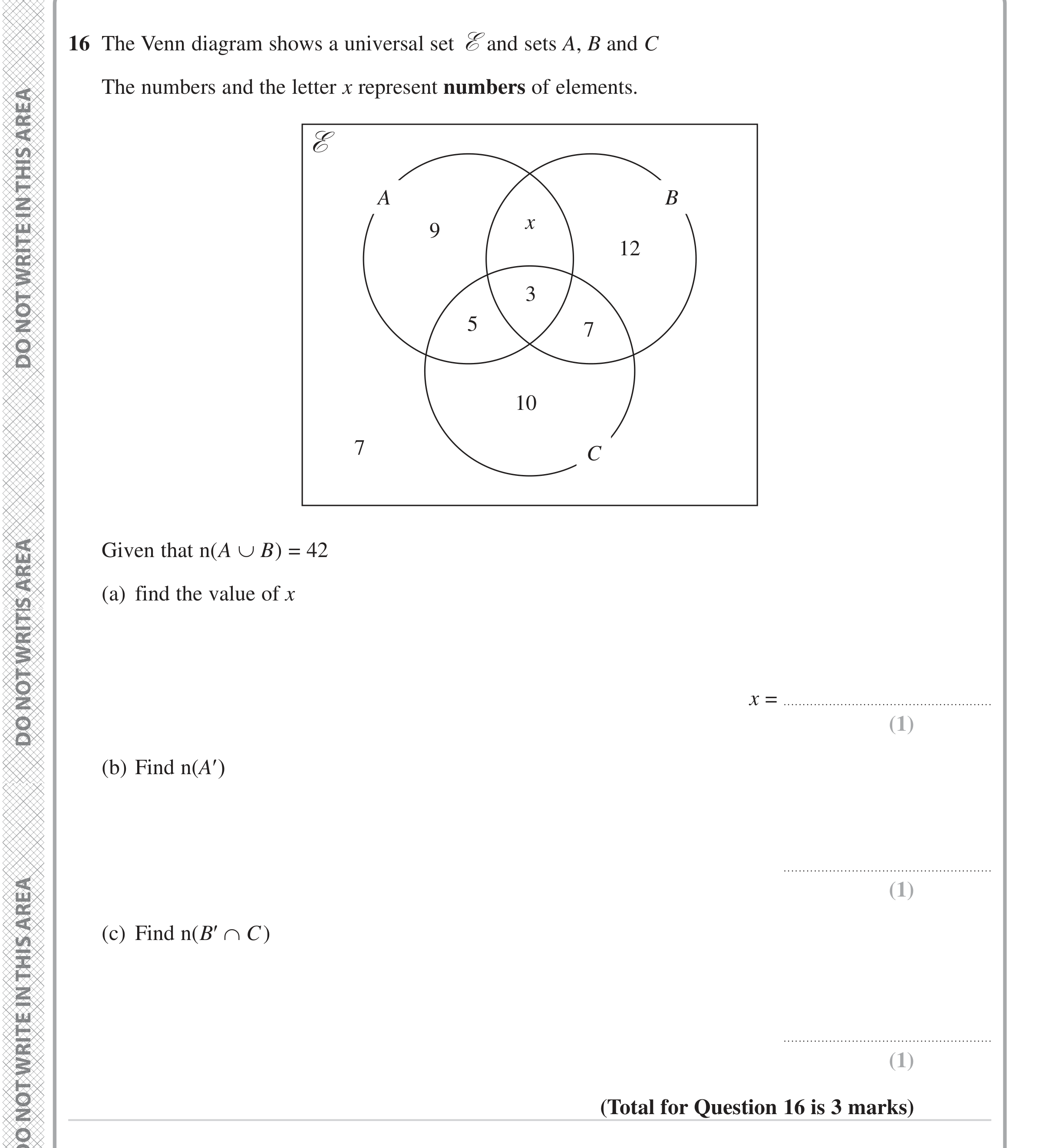 Question 16 — Set Notation — Edexcel iGCSE June 2023