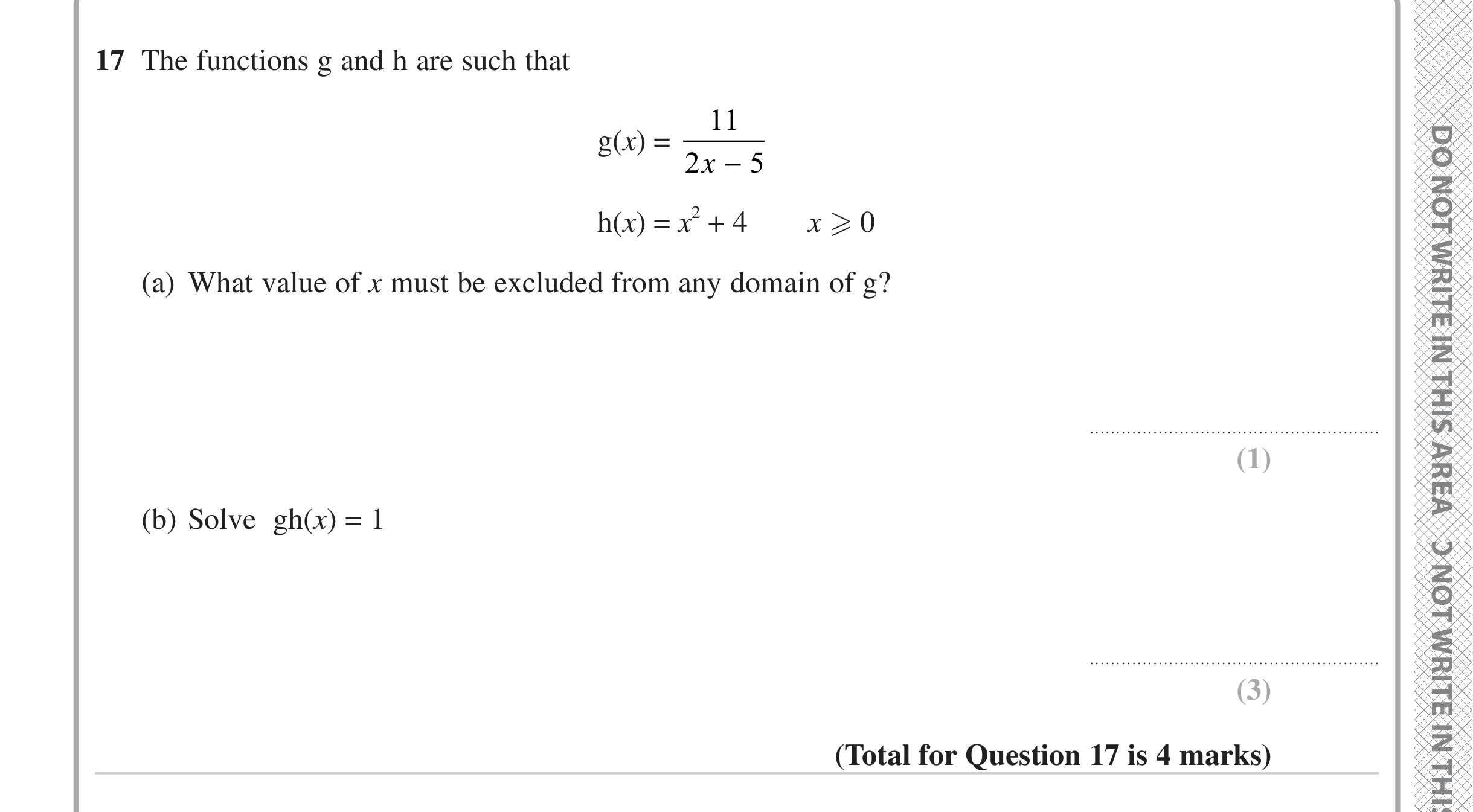 Question 17 — Functions — Edexcel iGCSE June 2023