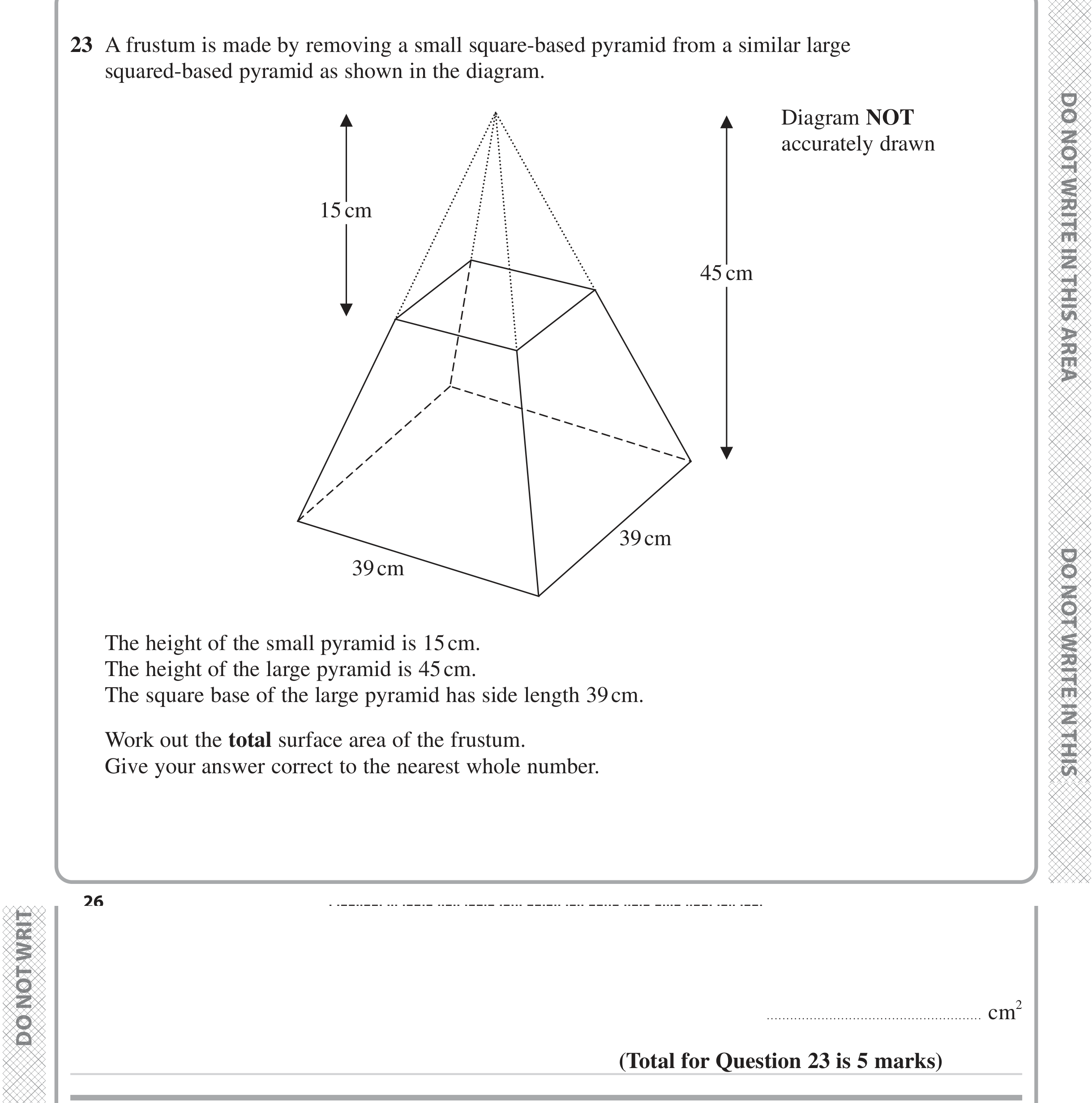 Question 23 — 3D Shapes and Volume — Edexcel iGCSE June 2023
