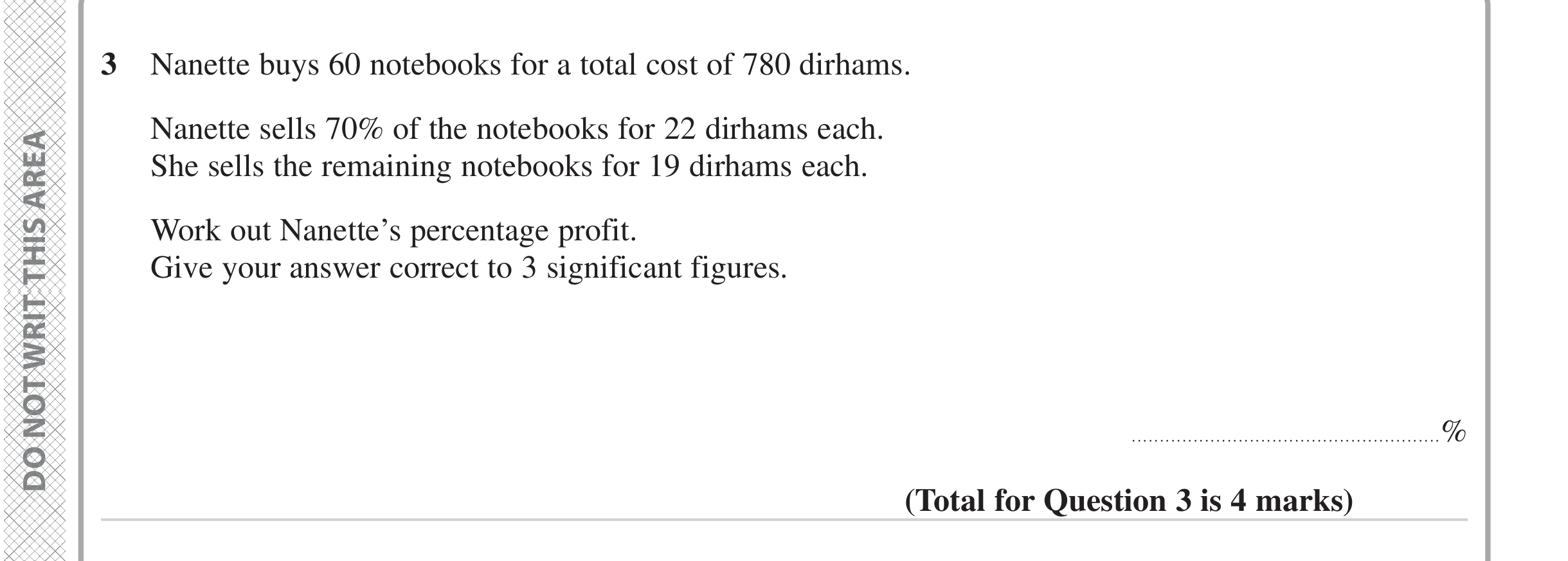 Question 3 — Percentages — Edexcel iGCSE June 2023