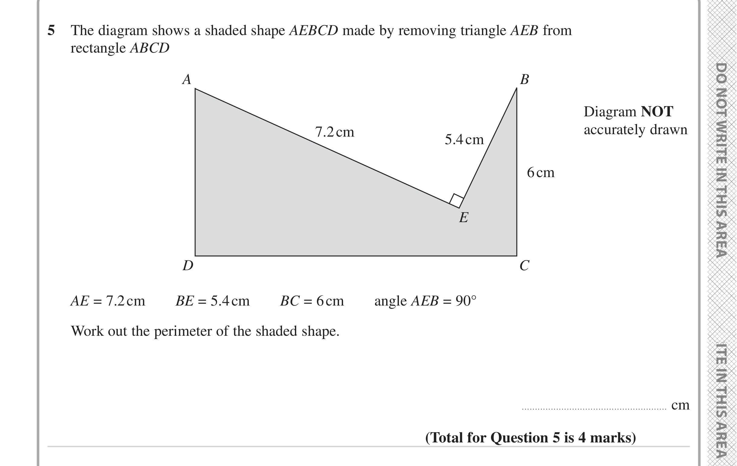 Question 5 — Perimeter and Area, Pythagoras — Edexcel iGCSE June 2023