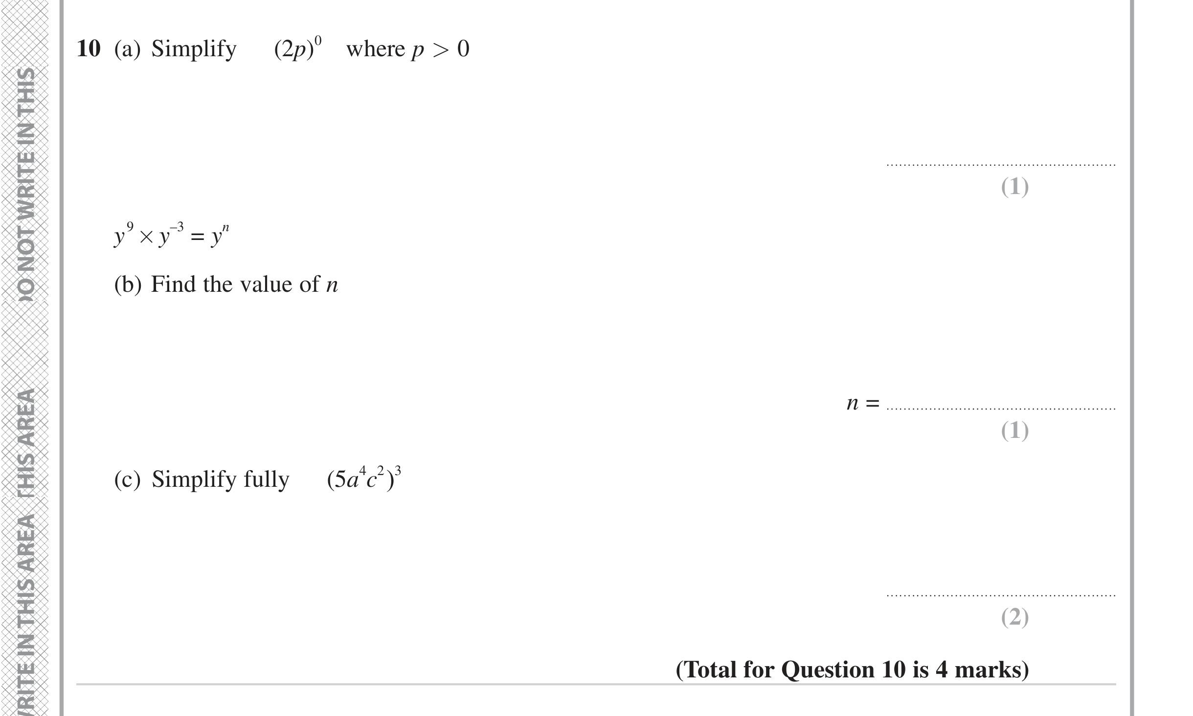 Question 10 — Powers — Edexcel iGCSE June 2024