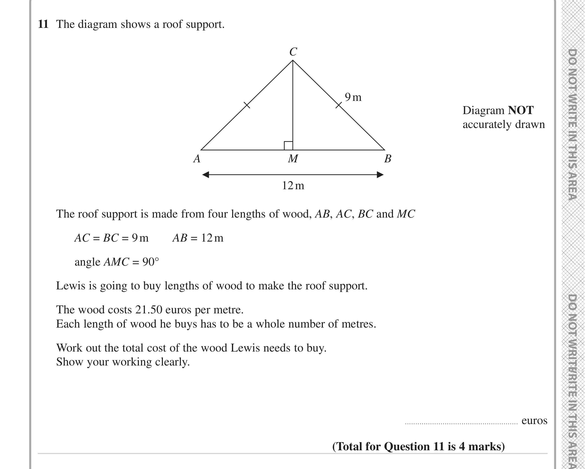 Question 11 — Pythagoras, Perimeter and Area — Edexcel iGCSE June 2024