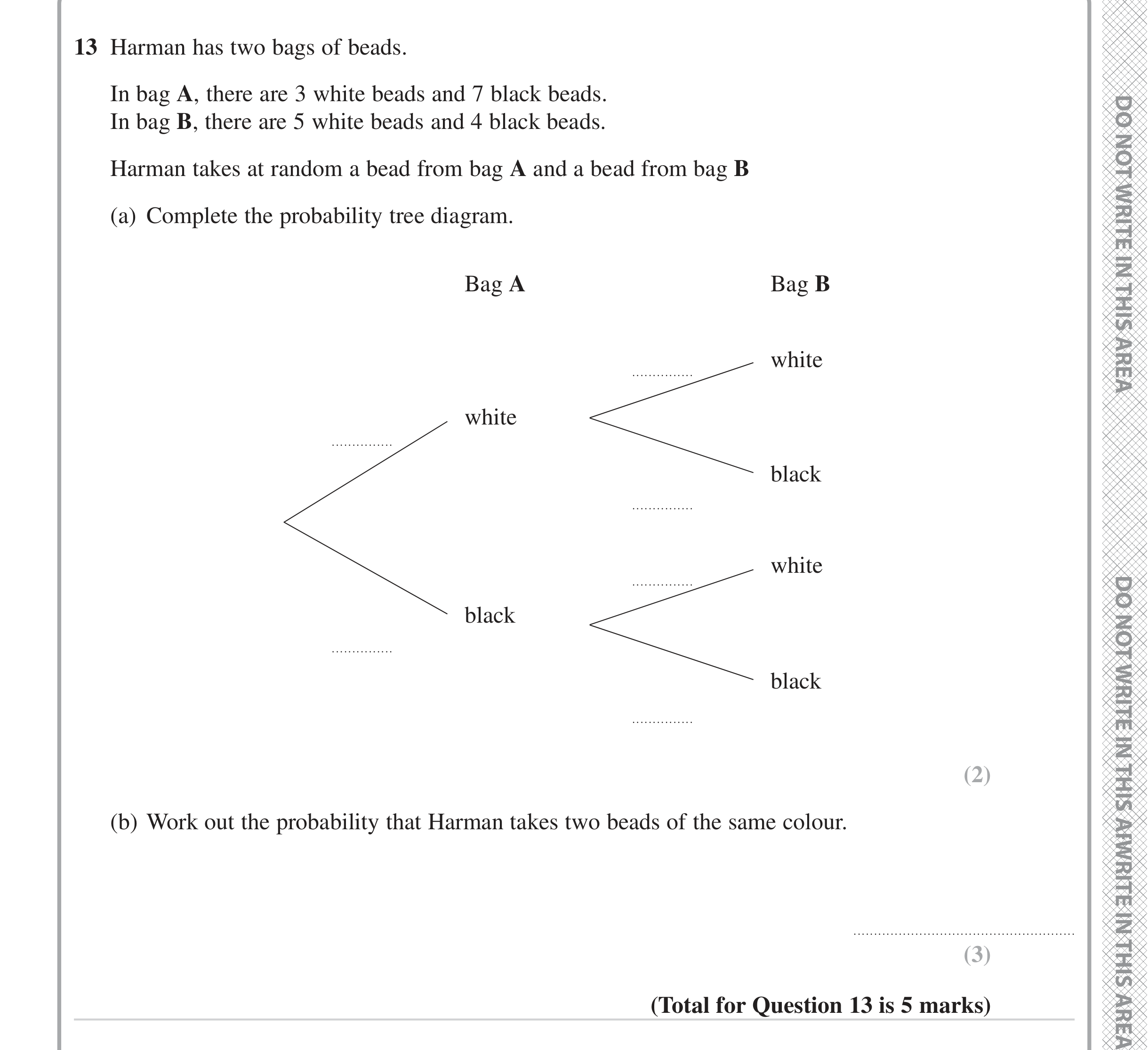 Question 13 — Probability — Edexcel iGCSE June 2024