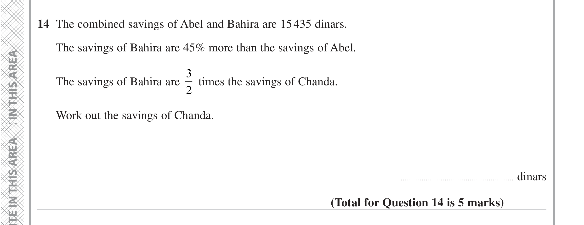 Question 14 — Percentages, Fractions — Edexcel iGCSE June 2024