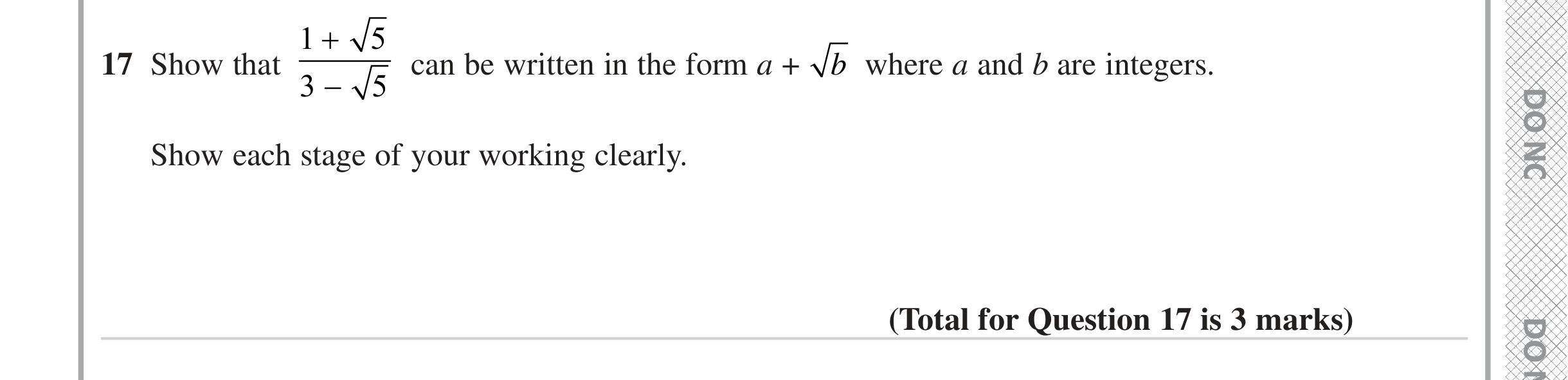Question 17 — Surds — Edexcel iGCSE June 2024
