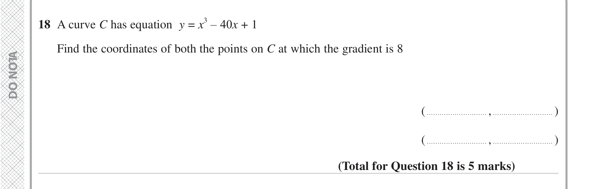 Question 18 — Differentiation — Edexcel iGCSE June 2024