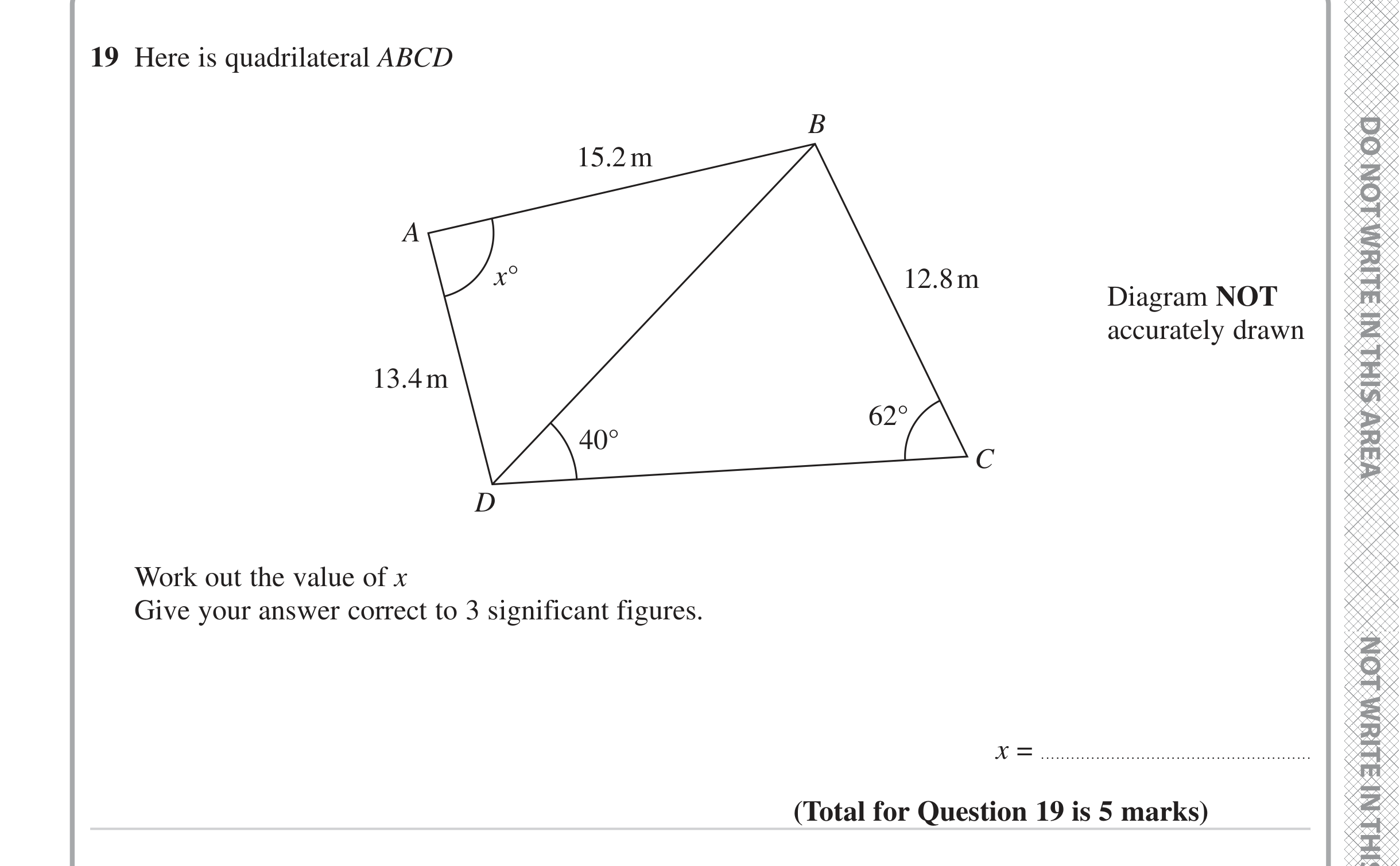 Question 19 — Sine/Cosine Rule — Edexcel iGCSE June 2024
