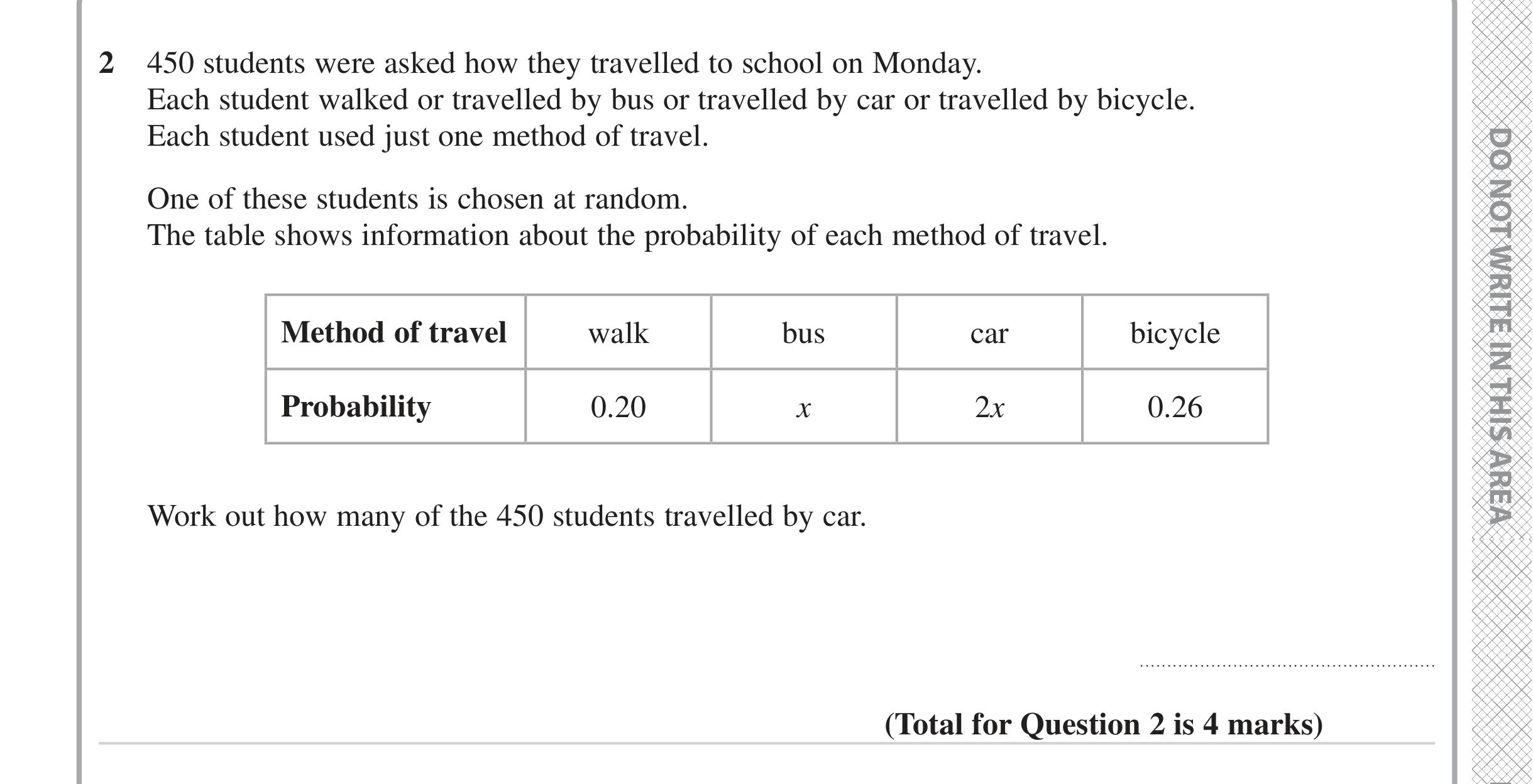 Question 2 — Probability — Edexcel iGCSE June 2024