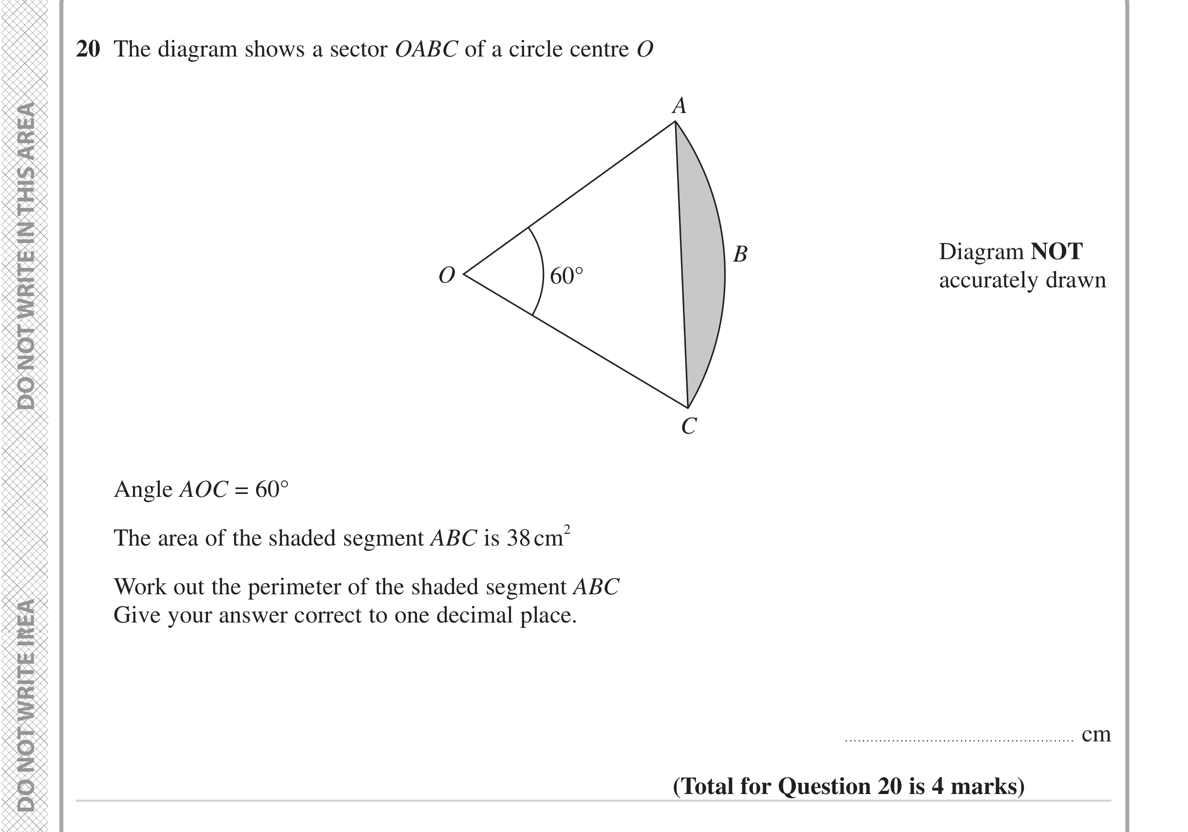 Question 20 — Sectors, Segments — Edexcel iGCSE June 2024