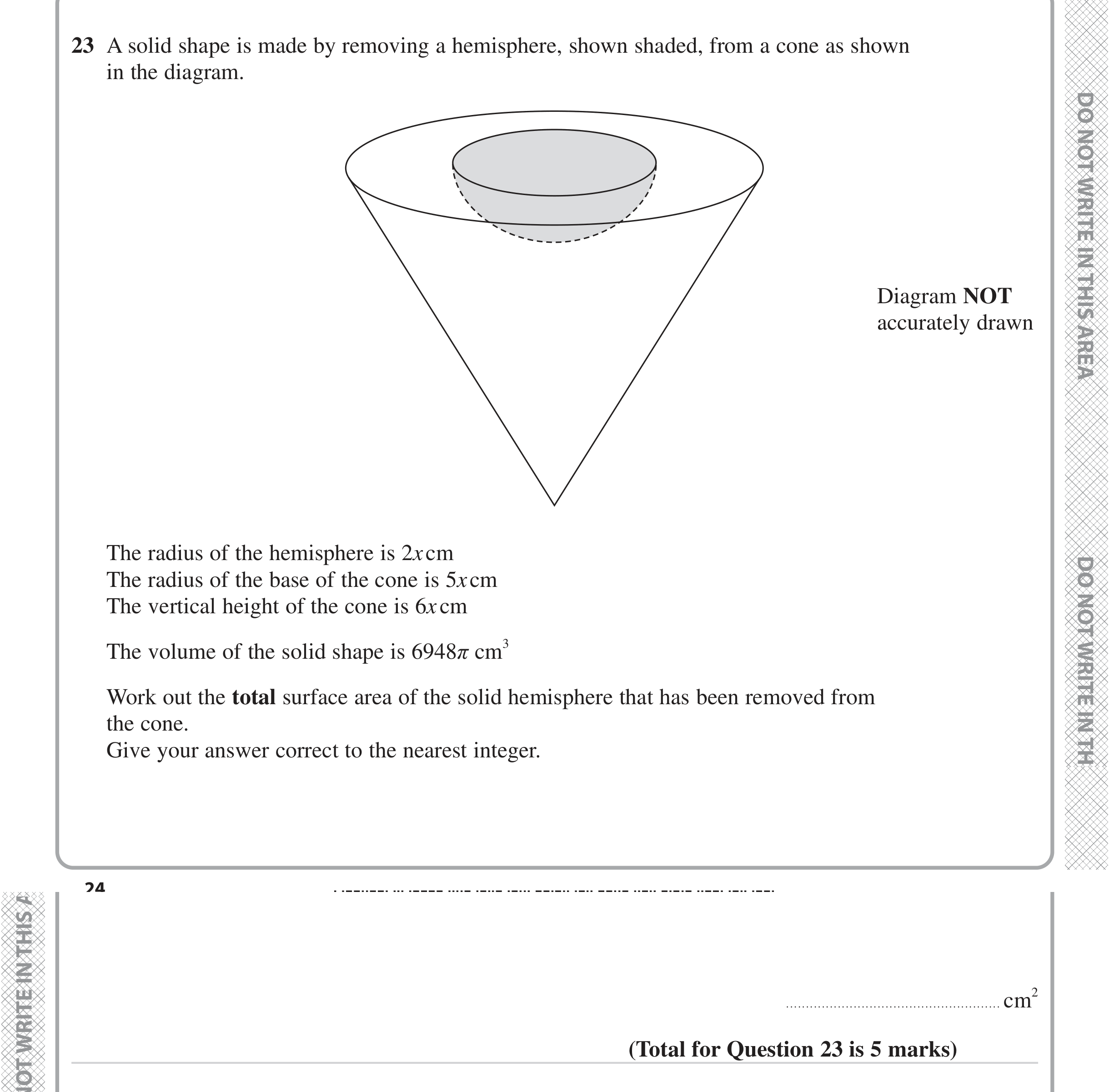 Question 23 — 3D Shapes and Volume — Edexcel iGCSE June 2024
