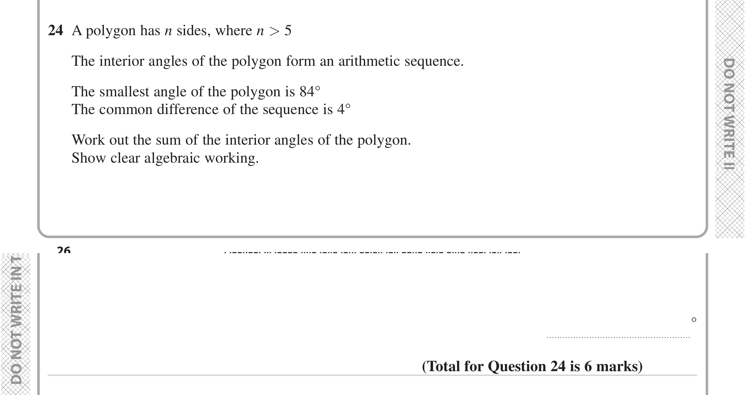 Question 24 — Sequences, Polygons, Angles — Edexcel iGCSE June 2024