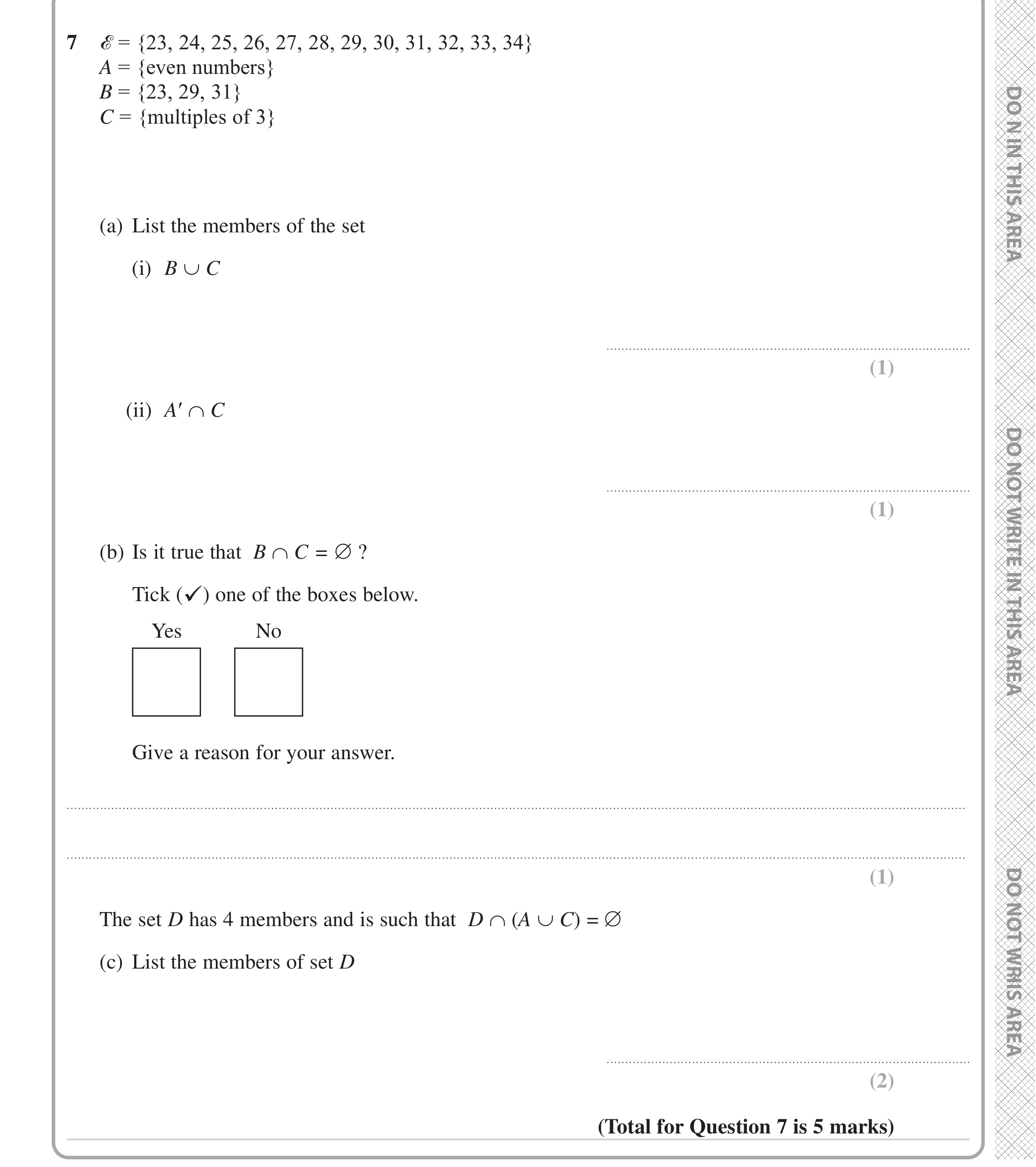 Question 7 — Set Notation — Edexcel iGCSE June 2024