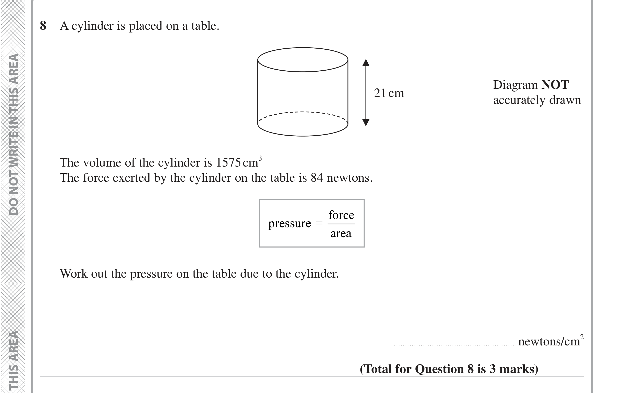 Question 8 — 3D Shapes and Volume, Speed/Distance/Time/Density/Pressure — Edexcel iGCSE June 2024