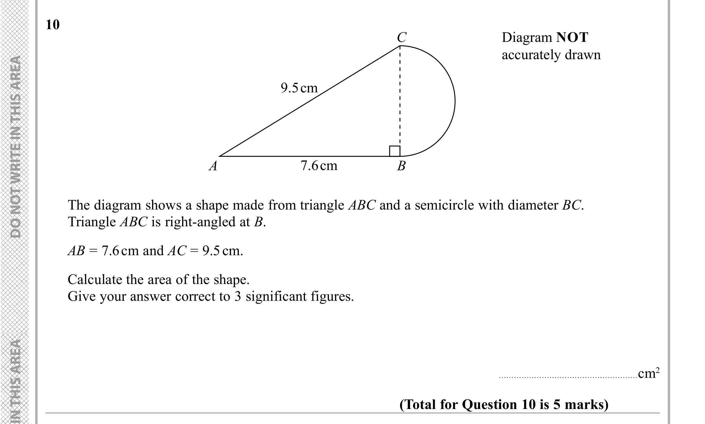 Question 10 — Pythagoras, Perimeter and Area — Edexcel iGCSE Sample Paper