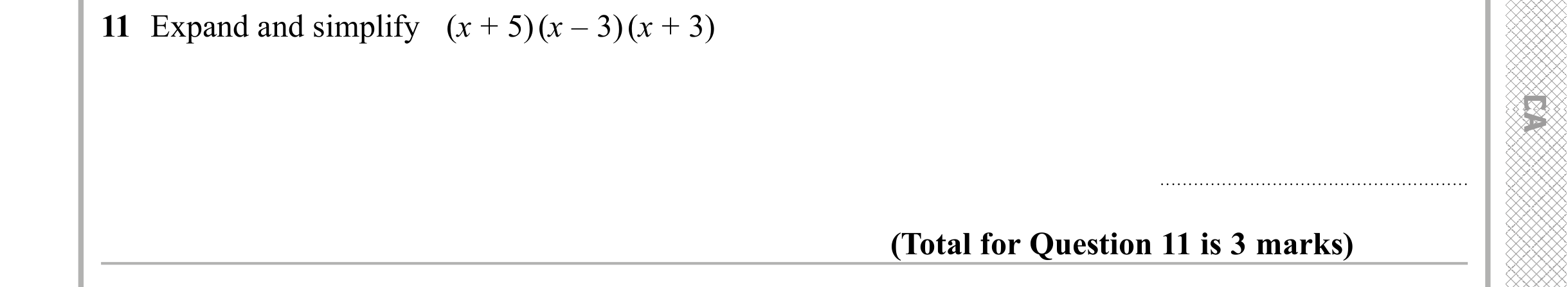 Question 11 — Algebra (Expand/Simplify/Factorise) — Edexcel iGCSE Sample Paper