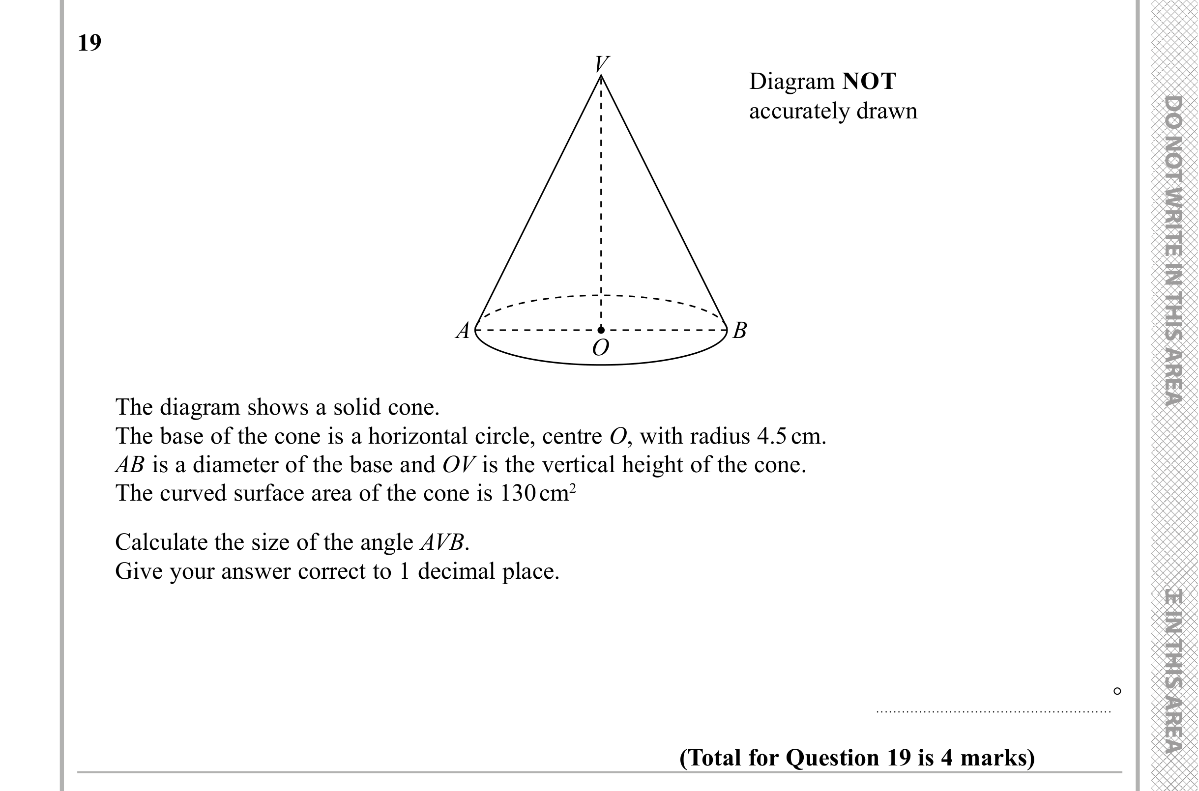 Question 19 — Surface Area, Soh Cah Toa, 3D Shapes and Volume — Edexcel iGCSE Sample Paper