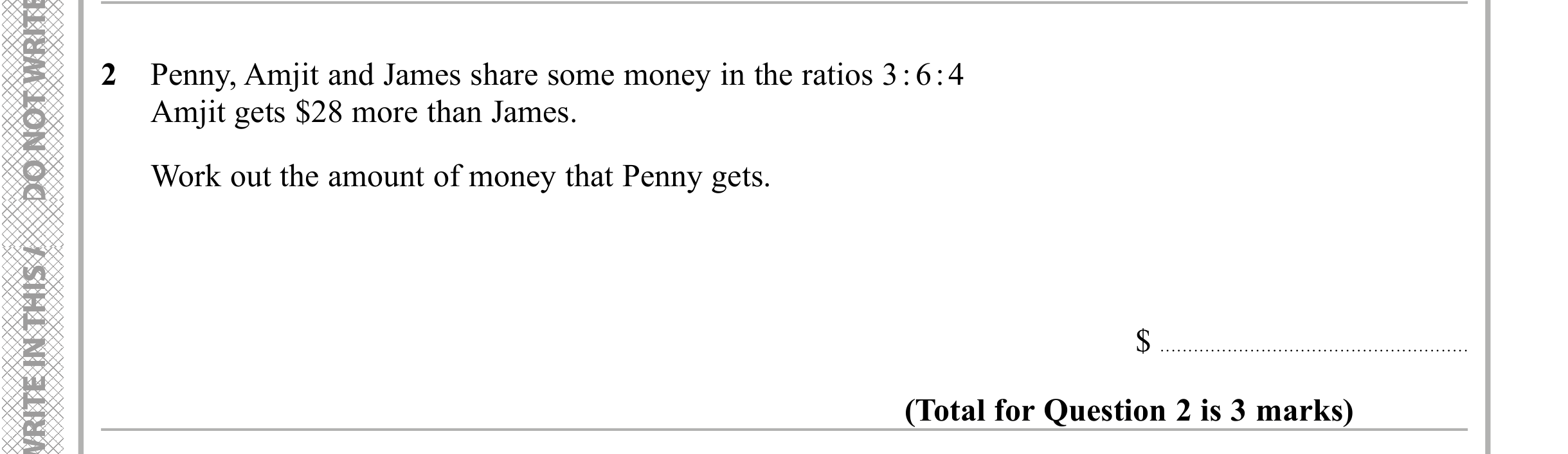 Question 2 — Ratios — Edexcel iGCSE Sample Paper