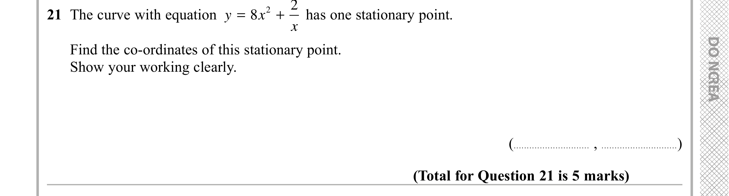 Question 21 — Differentiation — Edexcel iGCSE Sample Paper