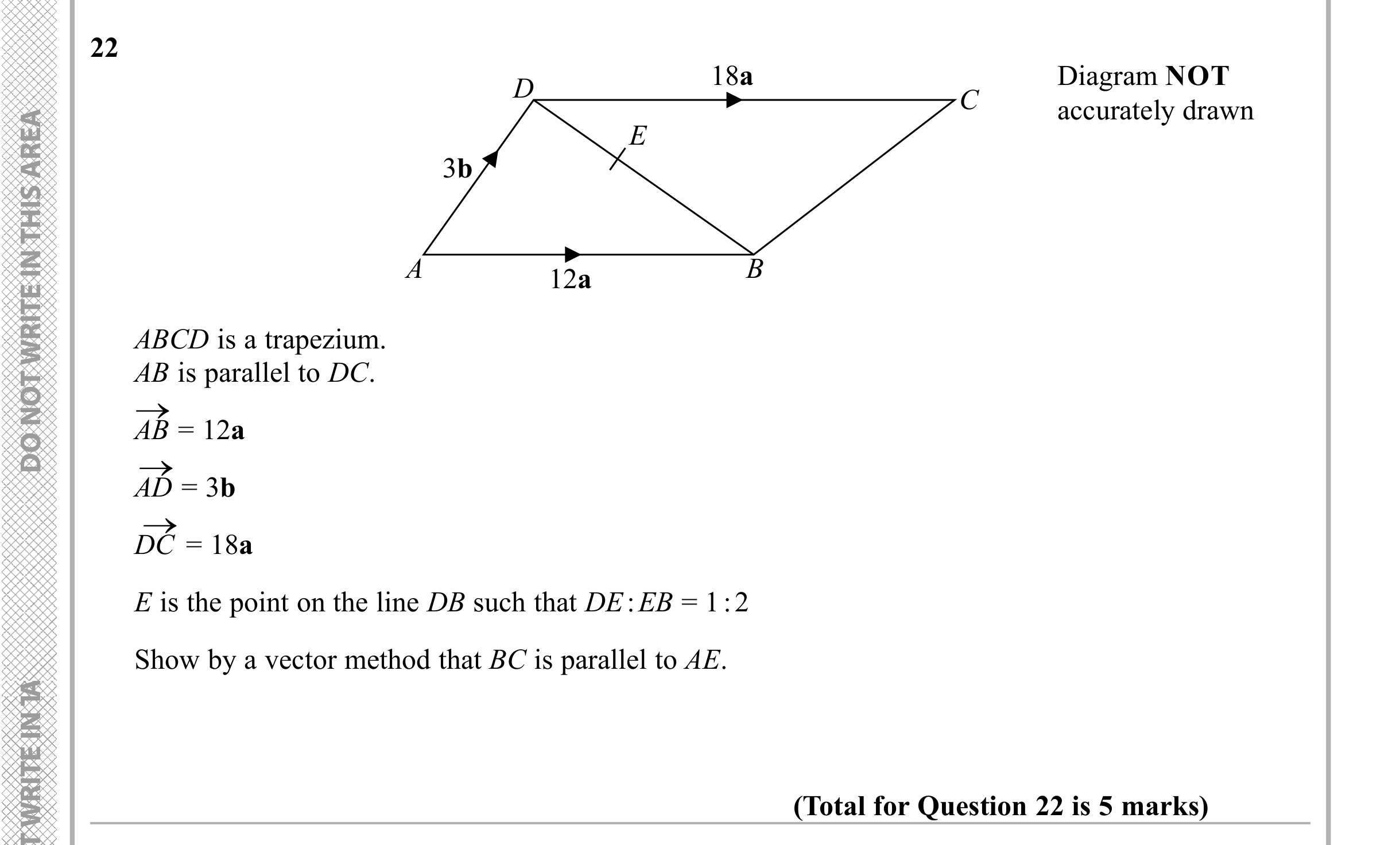 Question 22 — Vectors — Edexcel iGCSE Sample Paper