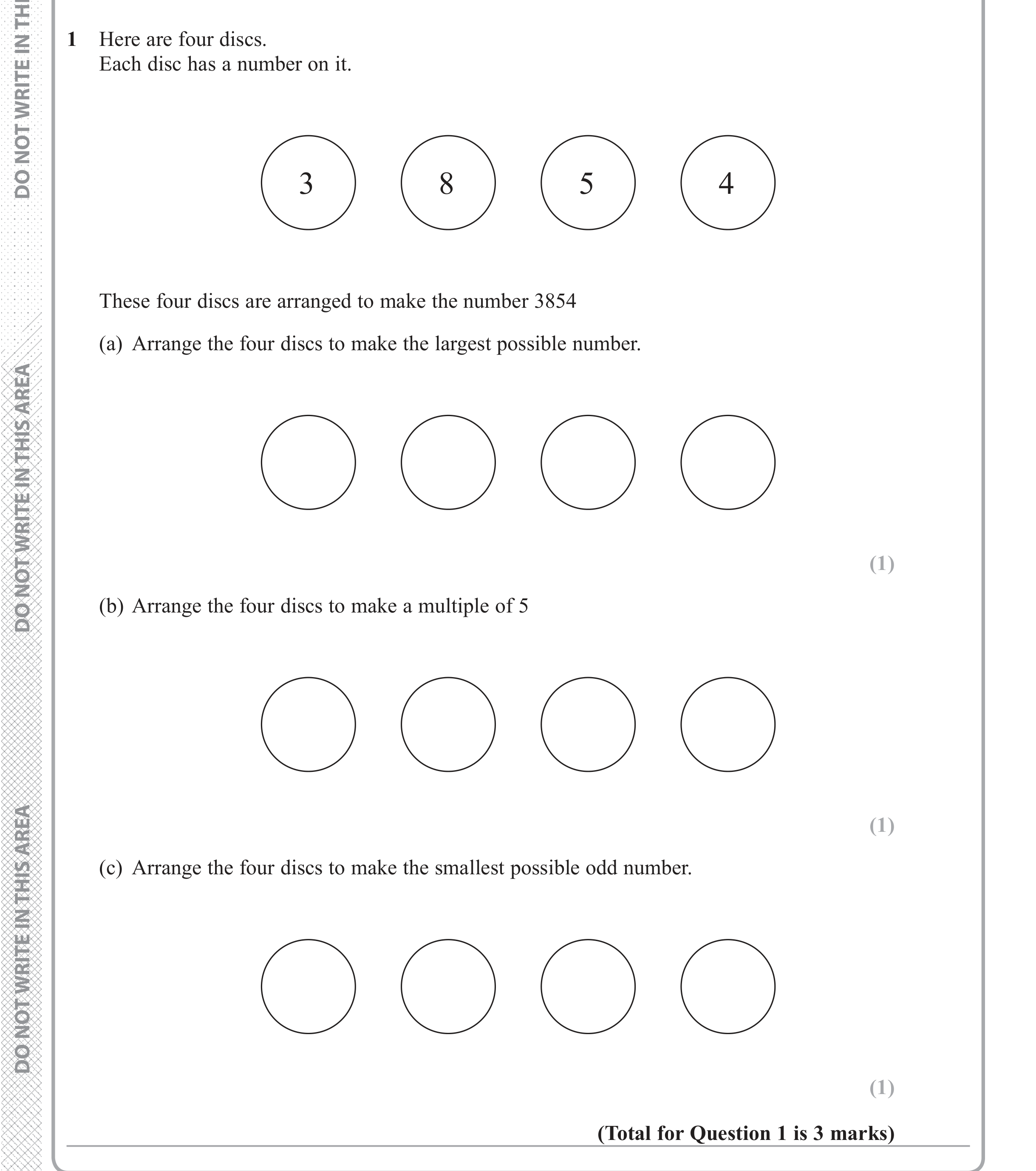 Question 1 — Numbers, Place Value — Edexcel iGCSE June 2018