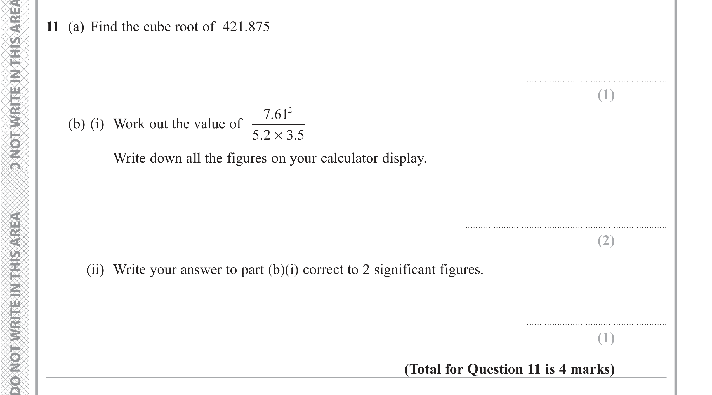 Question 11 — Calculator Questions, Rounding — Edexcel iGCSE June 2018